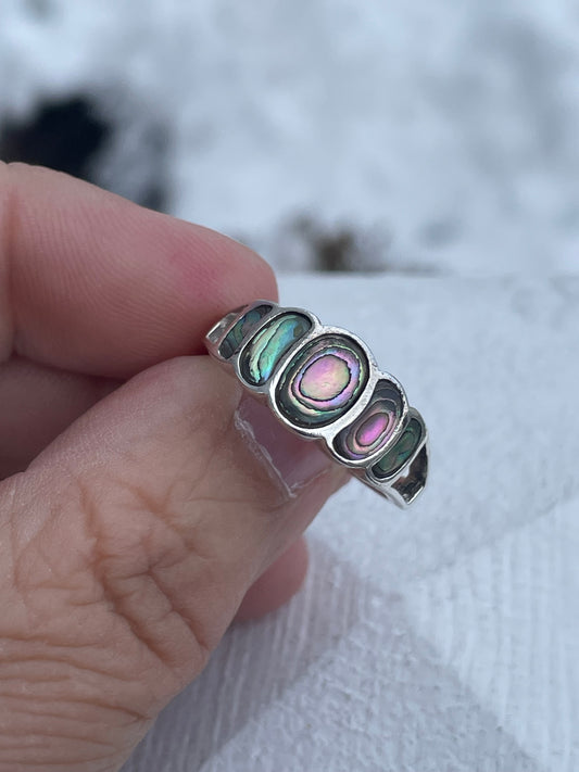 925 Sterling Silver Abalone Bridge Band Ring Size 9