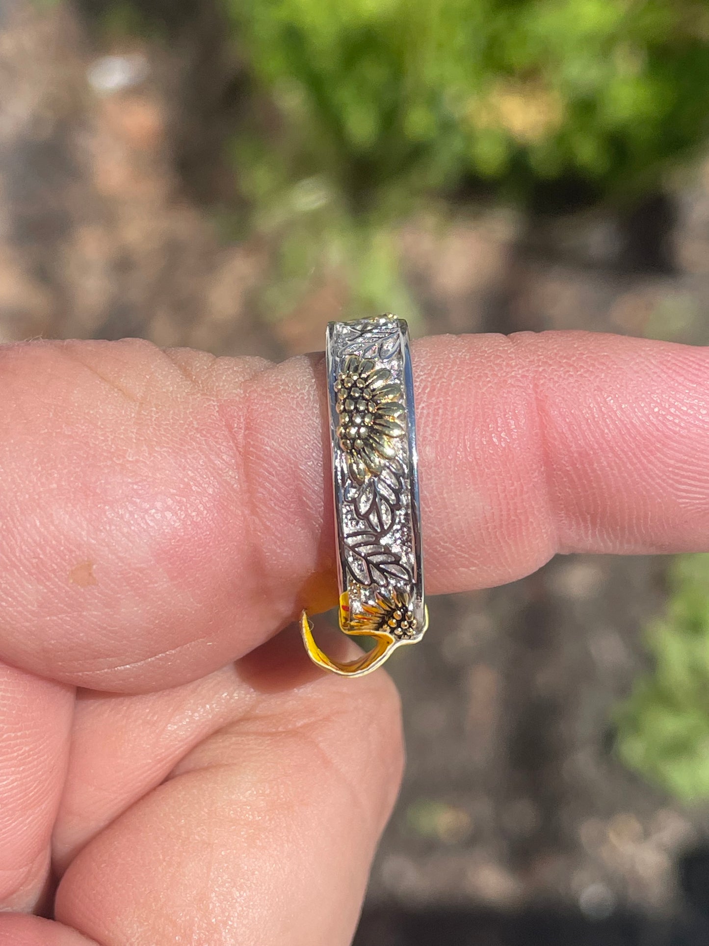925 Sterling Silver & Vermeil Sunflower Eternity Band Ting Size 9