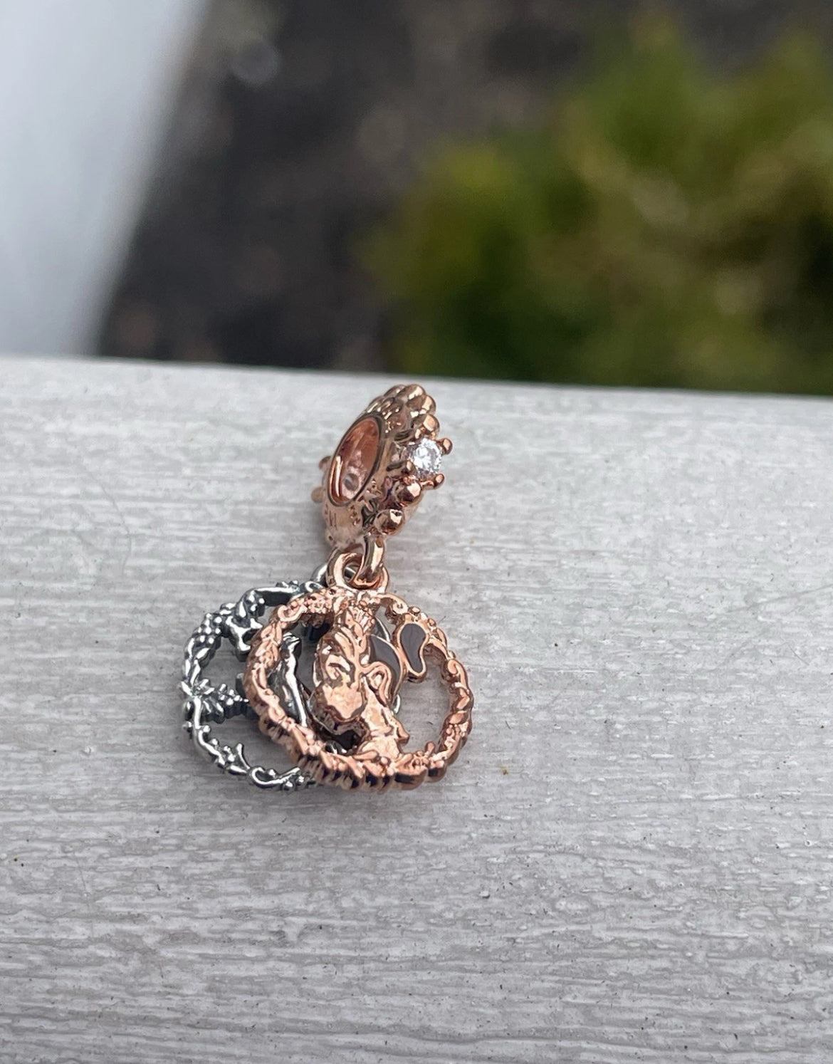Pandora Disney Princess and the Frog Tiana Portrait Rose Gold Dangle Charm