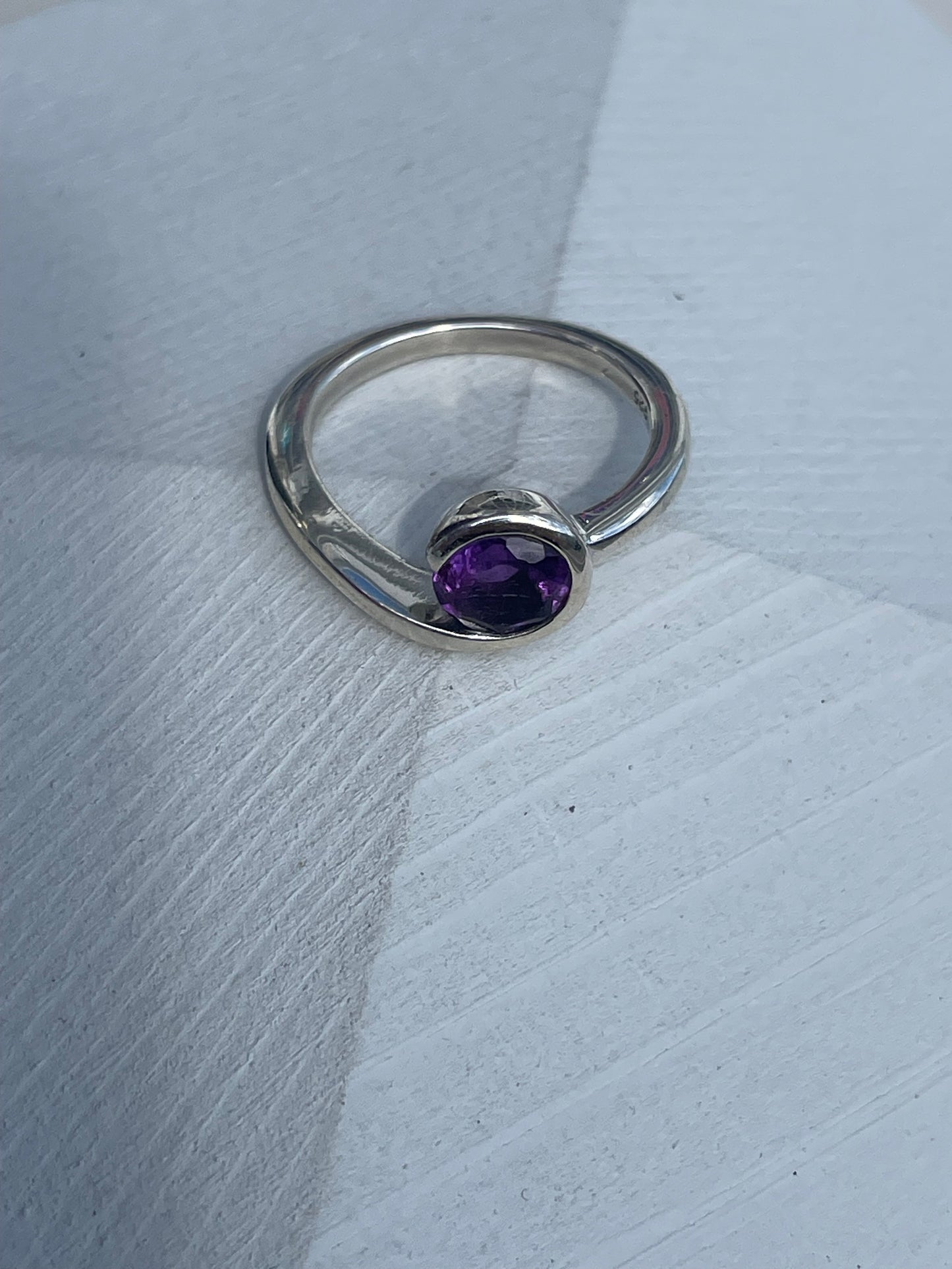 925 Sterling Silver Ocean Wave Amethyst Ring