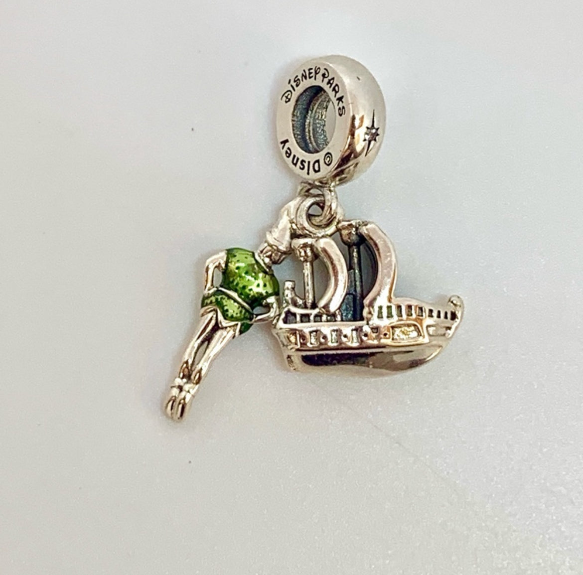 Pandora x Disney Parks Exclusive Peter Pan Jolly Roger Retired Dual Dangle Charm