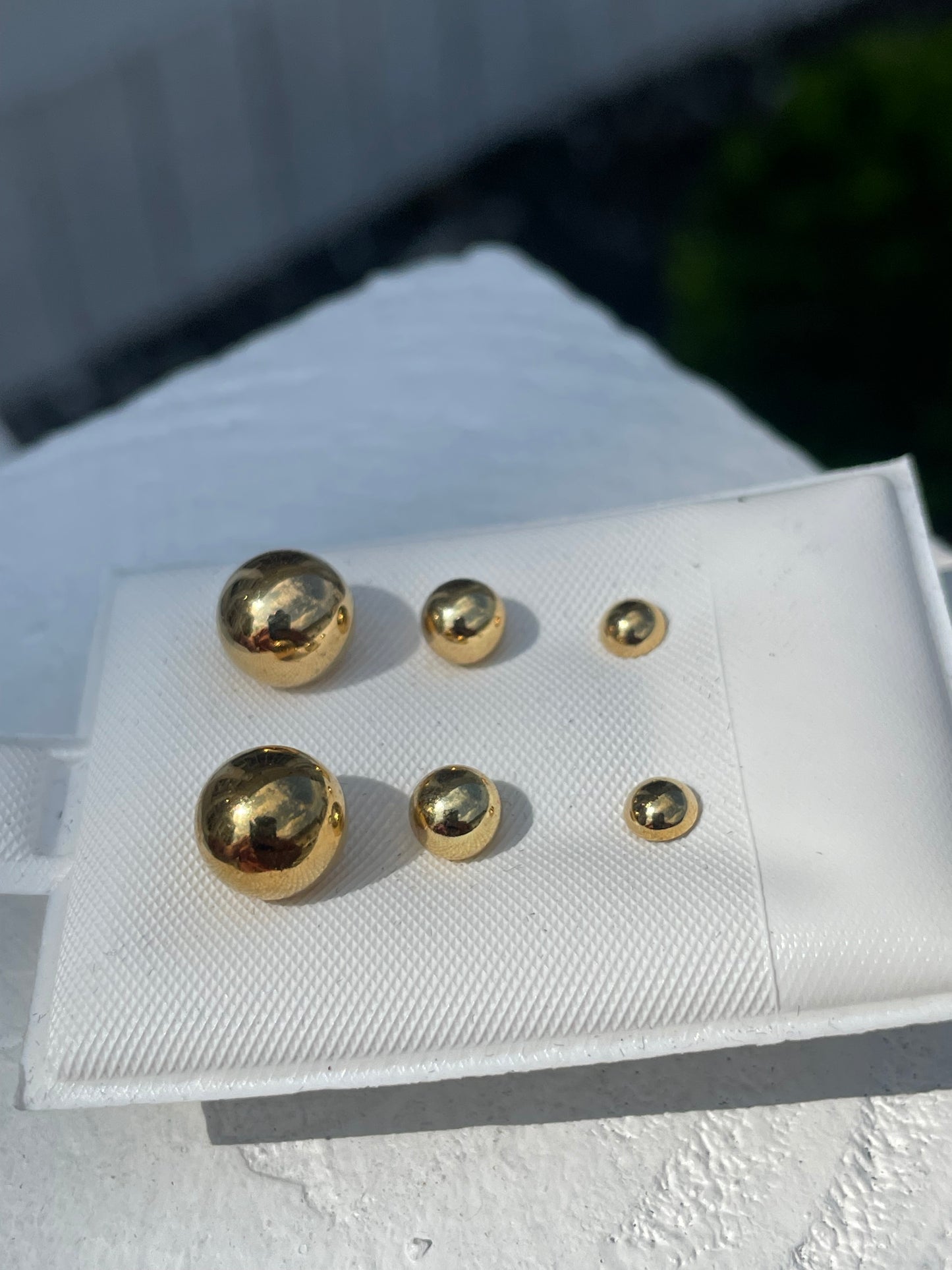 Stainless Steel 3pair Set Graduated Ball Stud Earrings