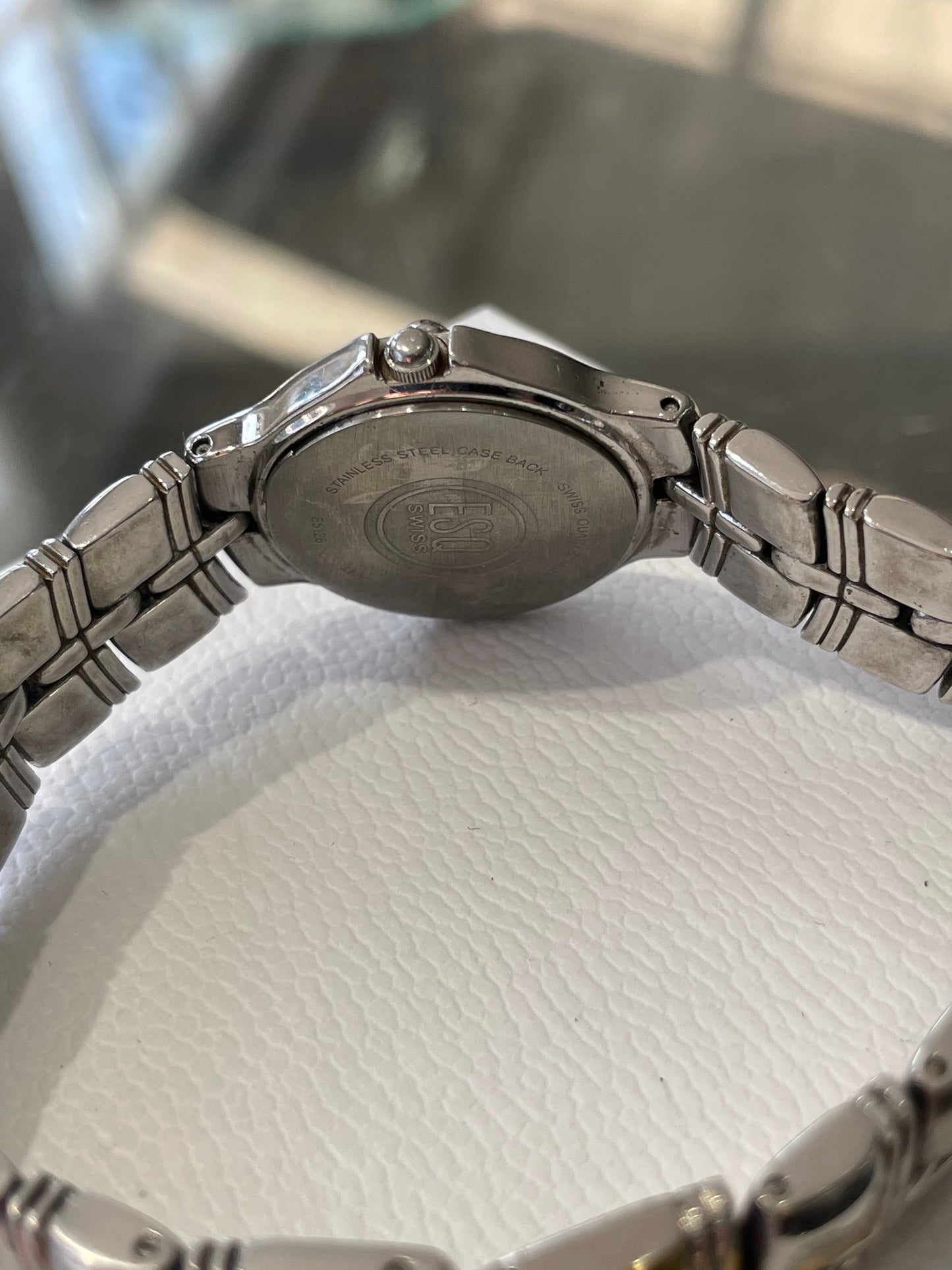 Ladies ESQ Stainless Steel Blue Mother of Pearl face watch