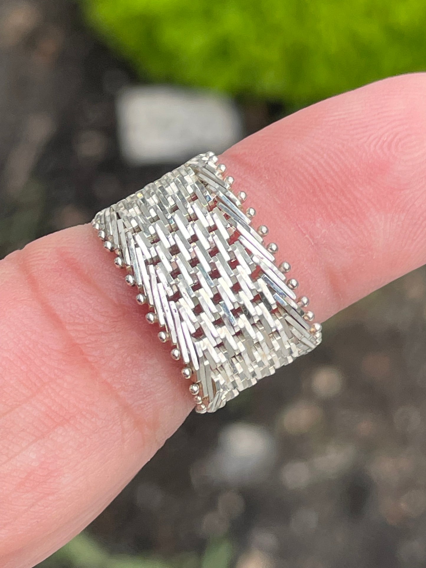 925 Sterling Silver Panther Link Flex Ring Size 8