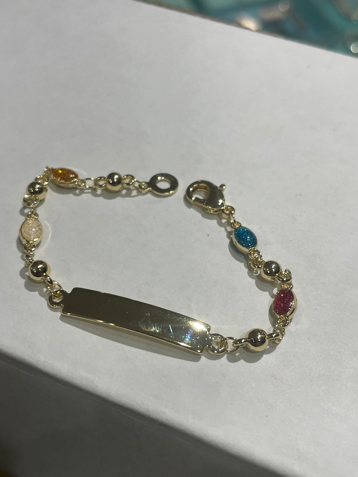 Kids Gold Plated Fancy Color Station ID Bracelet