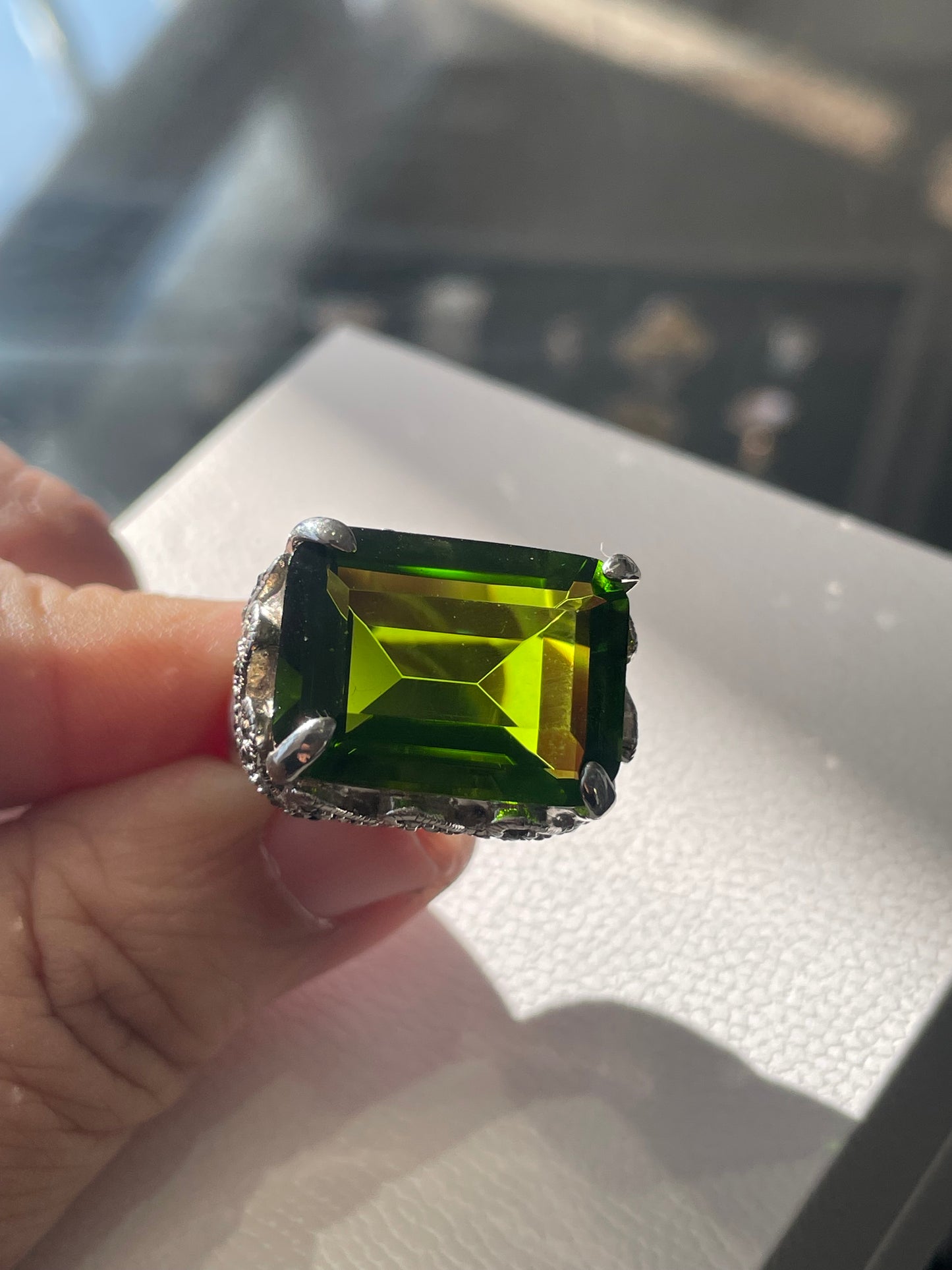 Large Chrome Diopside 925 Sterling Silver Ring