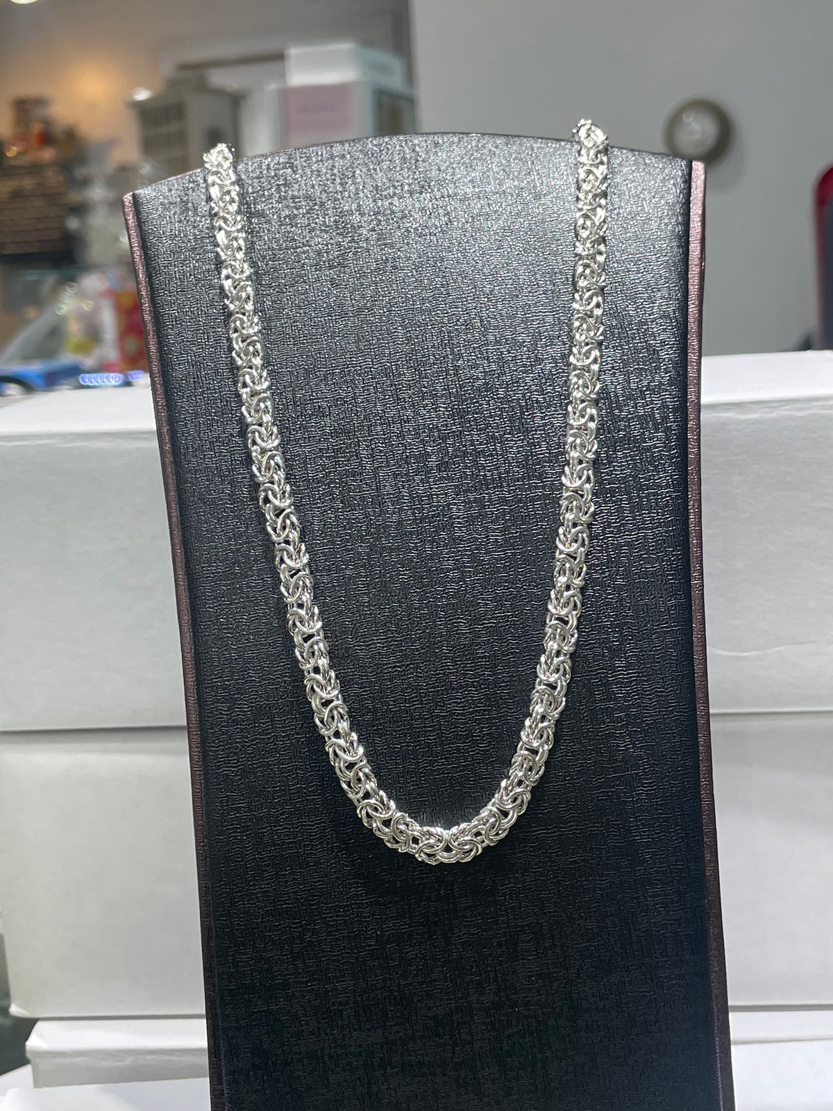 925 Sterling Silver Byzantine Link Necklace 18”