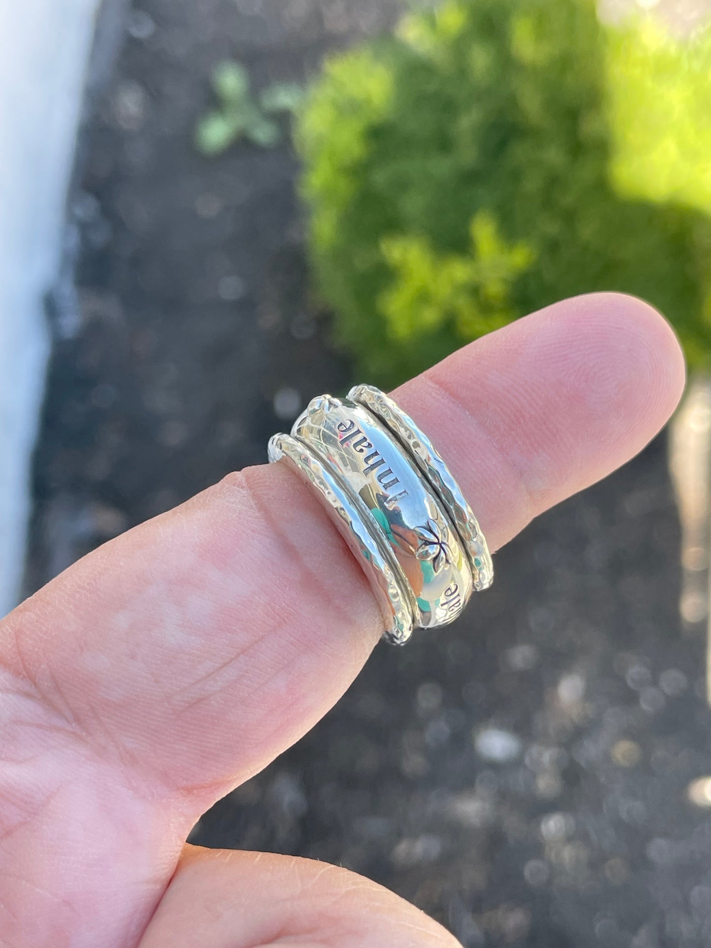 Designer John Hardy Jai Lotus Inhale Exhale Spinner 925 Sterling Silver Band Ring Size 8