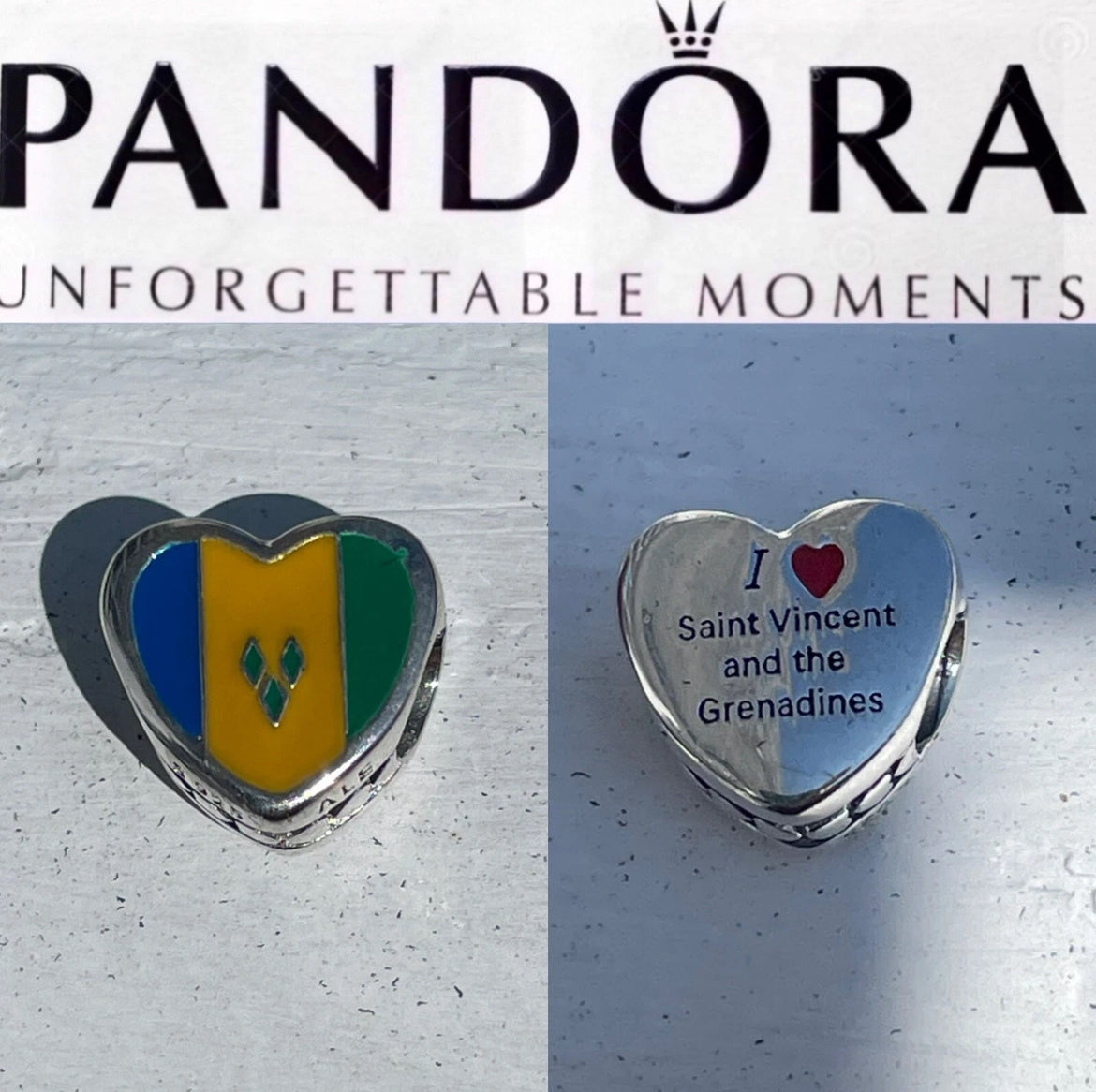 Pandora Saint Vincent and the Grenadines Vacation Destination Exclusive Heart Flag Charm