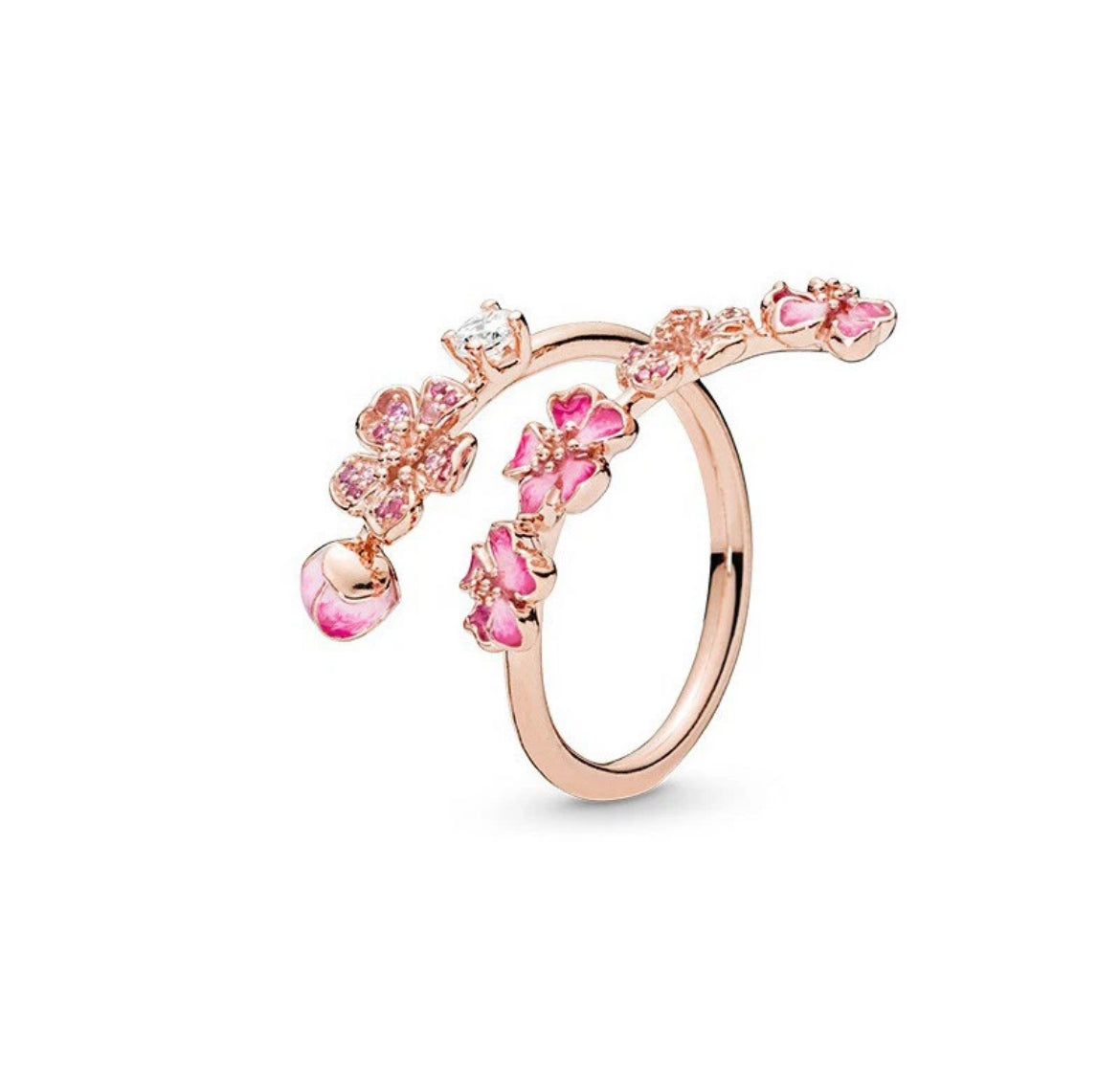 Retired Pandora Asia Exclusive Wraparound Peach Blossom Ring Size 7