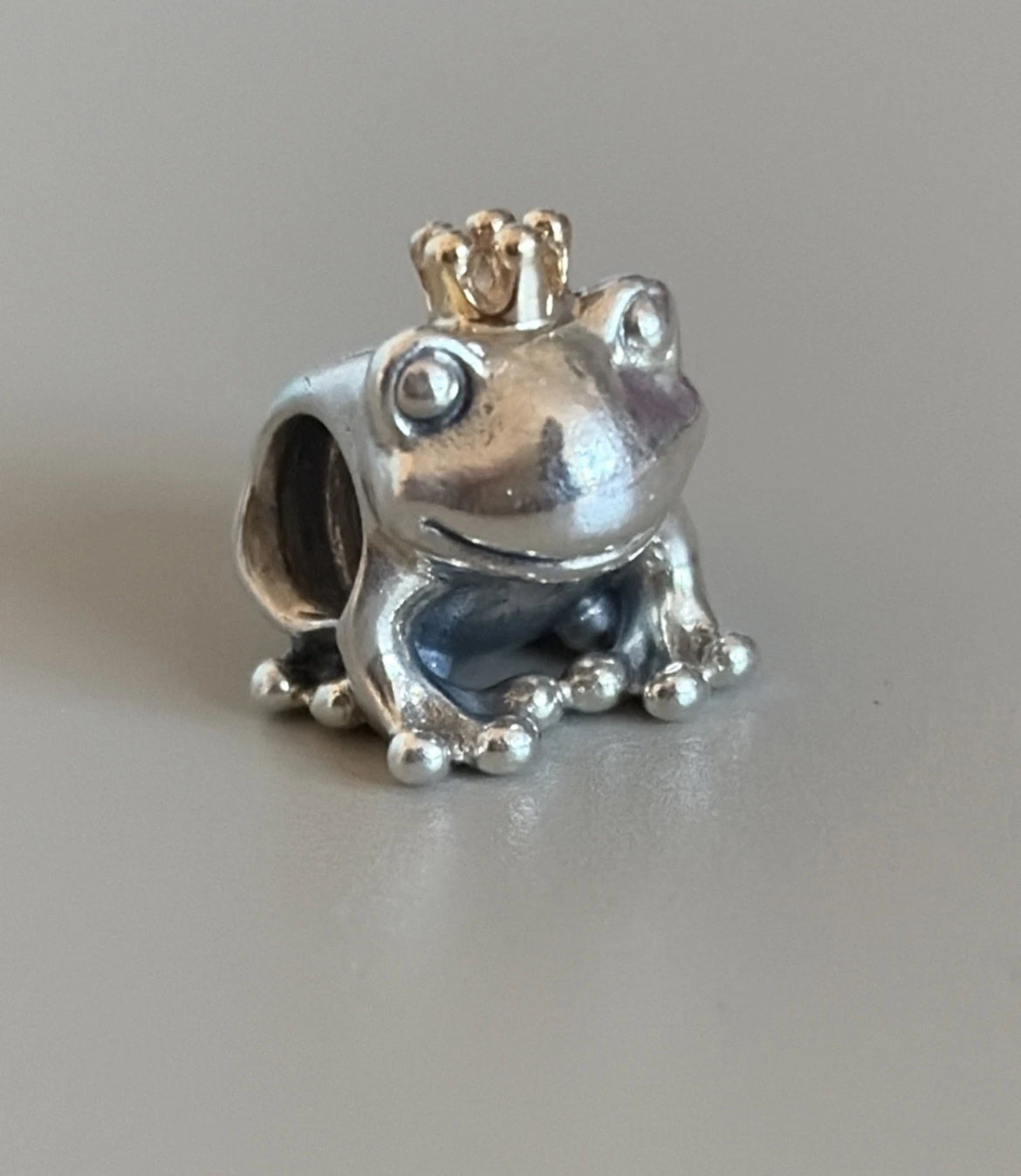 Retired Pandora Frog Prince Charm w/ 14k Gold Crown 791118