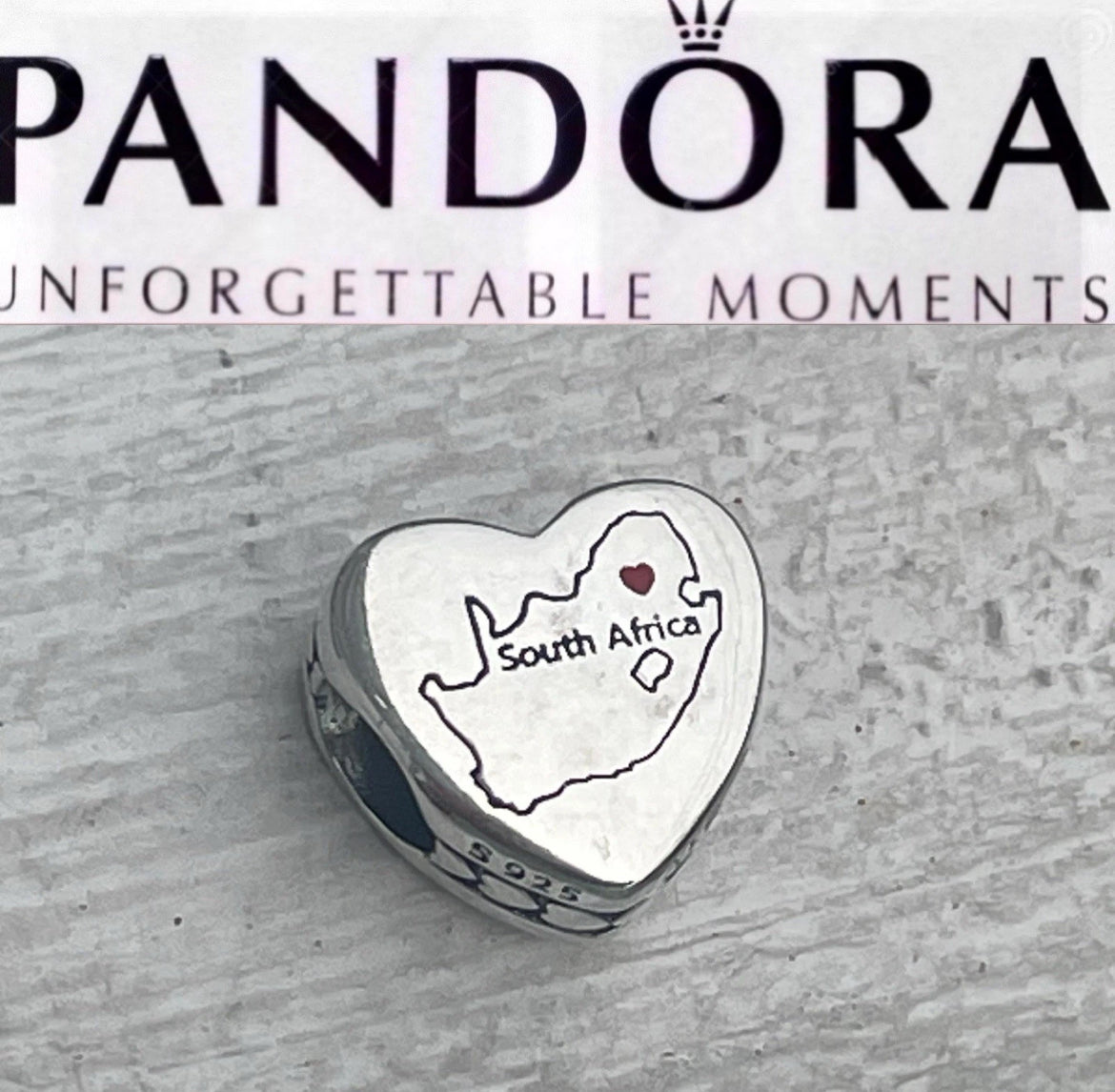 Rare Pandora South Africa Country Exclusive Heart Map Charm