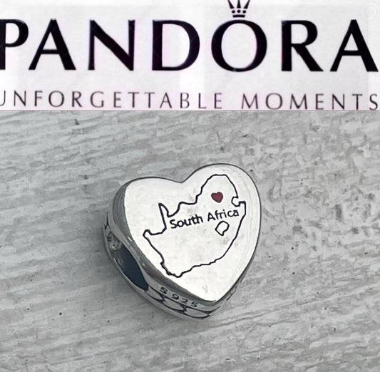 Rare Pandora South Africa Country Exclusive Heart Map Charm