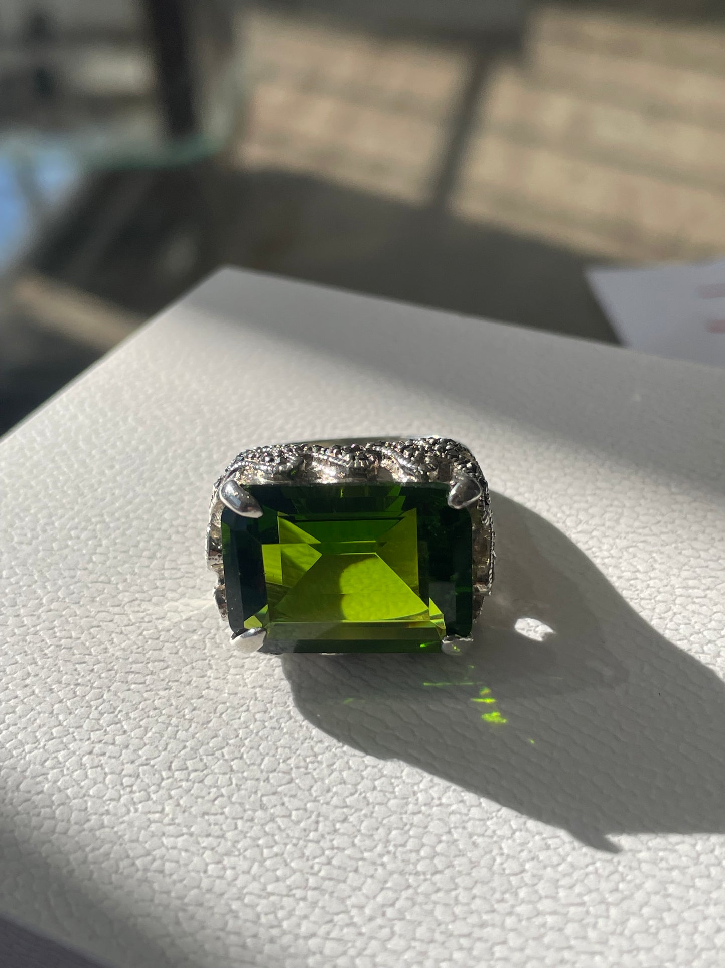 Large Chrome Diopside 925 Sterling Silver Ring