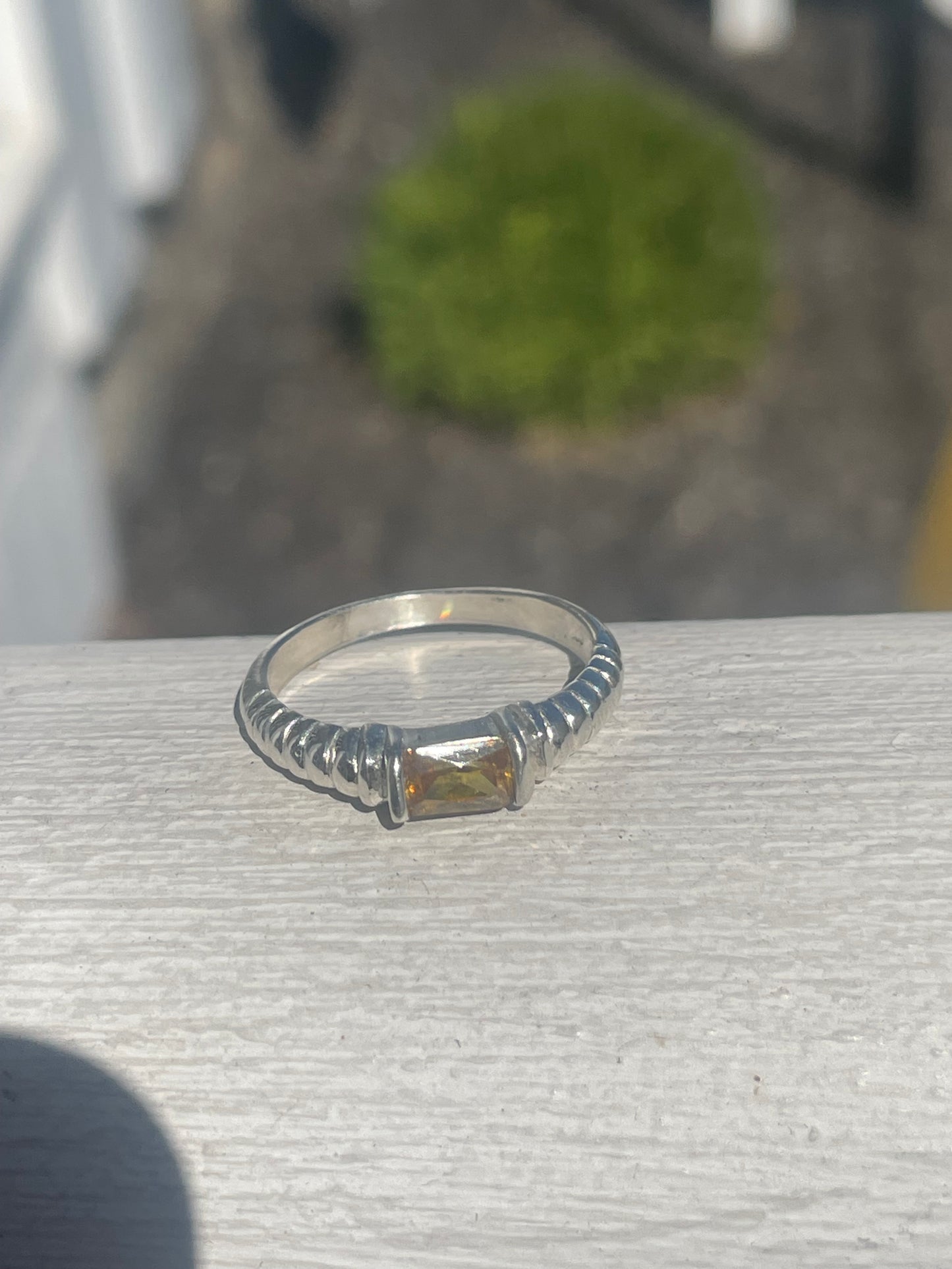 925 Sterling Silver Lab Citrine Stack Ring