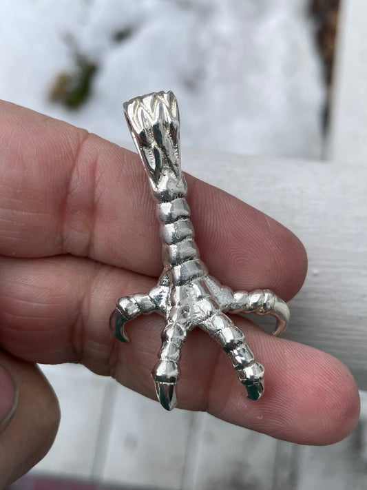 Solid 925 Sterling Silver Eagle Claw Pendant (K13)