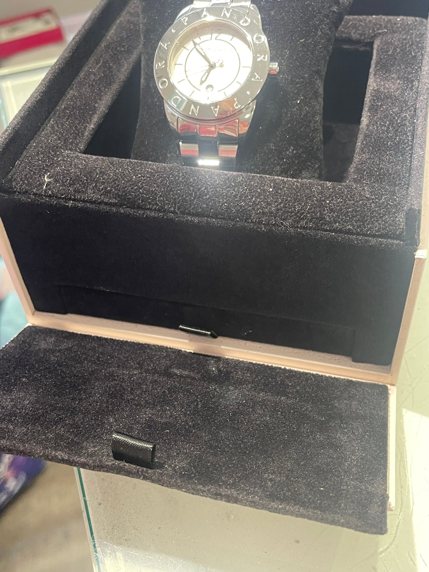 Retired Pandora Stainless Steel Imagine Watch w/ Extra Diamond Bezel and Extra Links