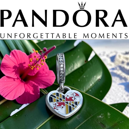 Pandora Maryland State Flag Exclusive The Dena Heart Dangle Travel Destination Charm