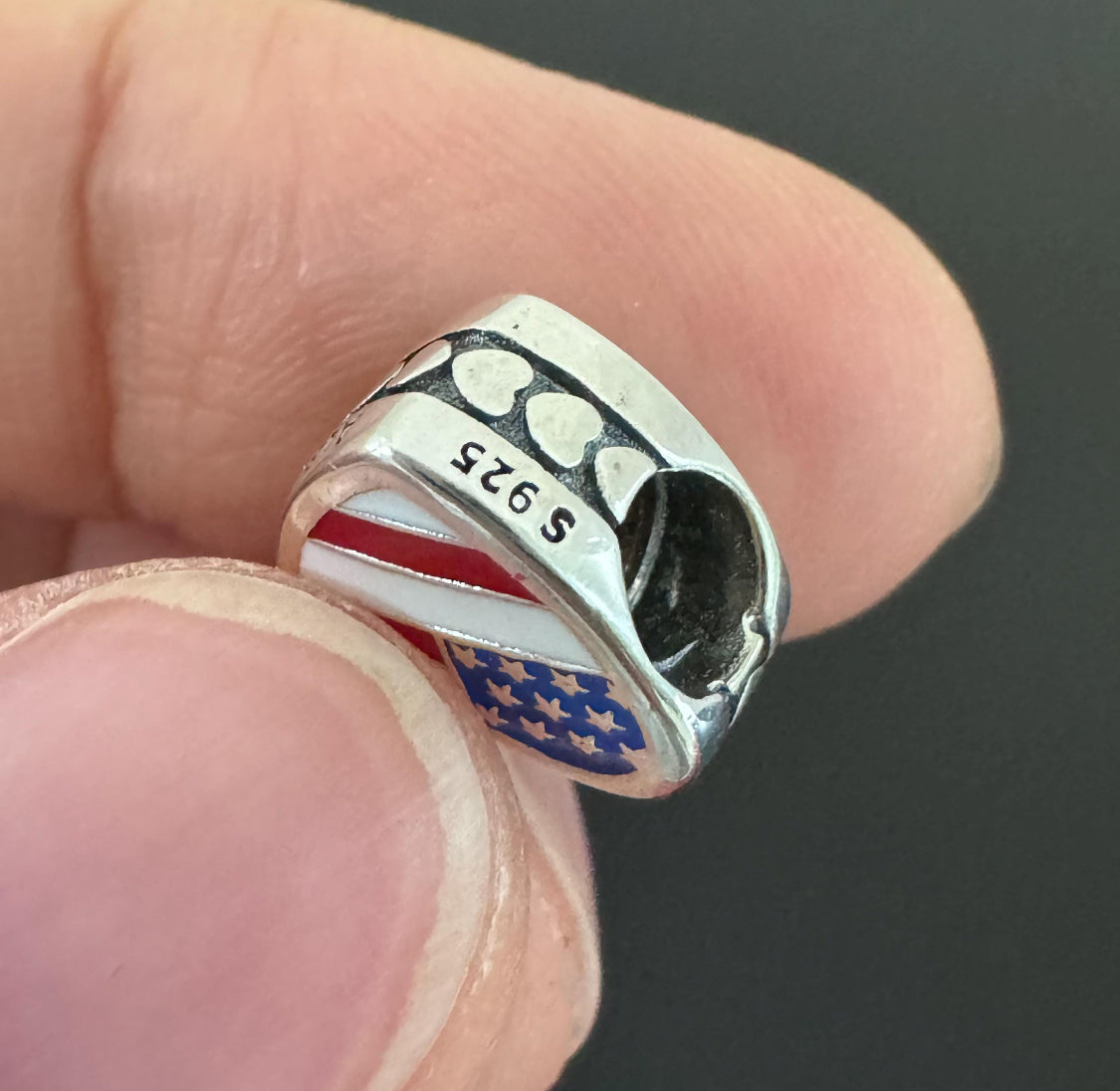 Pandora State of Rhode Island Exclusive State & Country USA Flag Reversible Heart Travel Charm