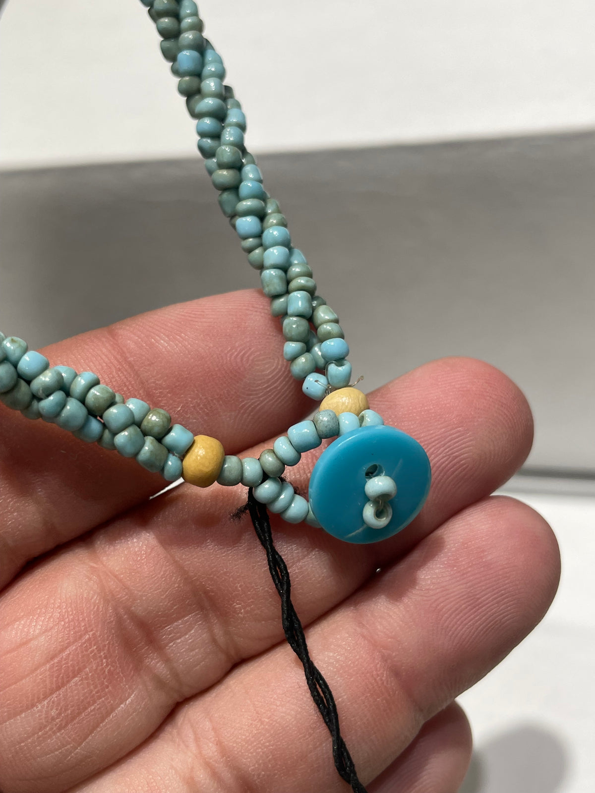Natural Turquoise Stone Braided Necklace 18”
