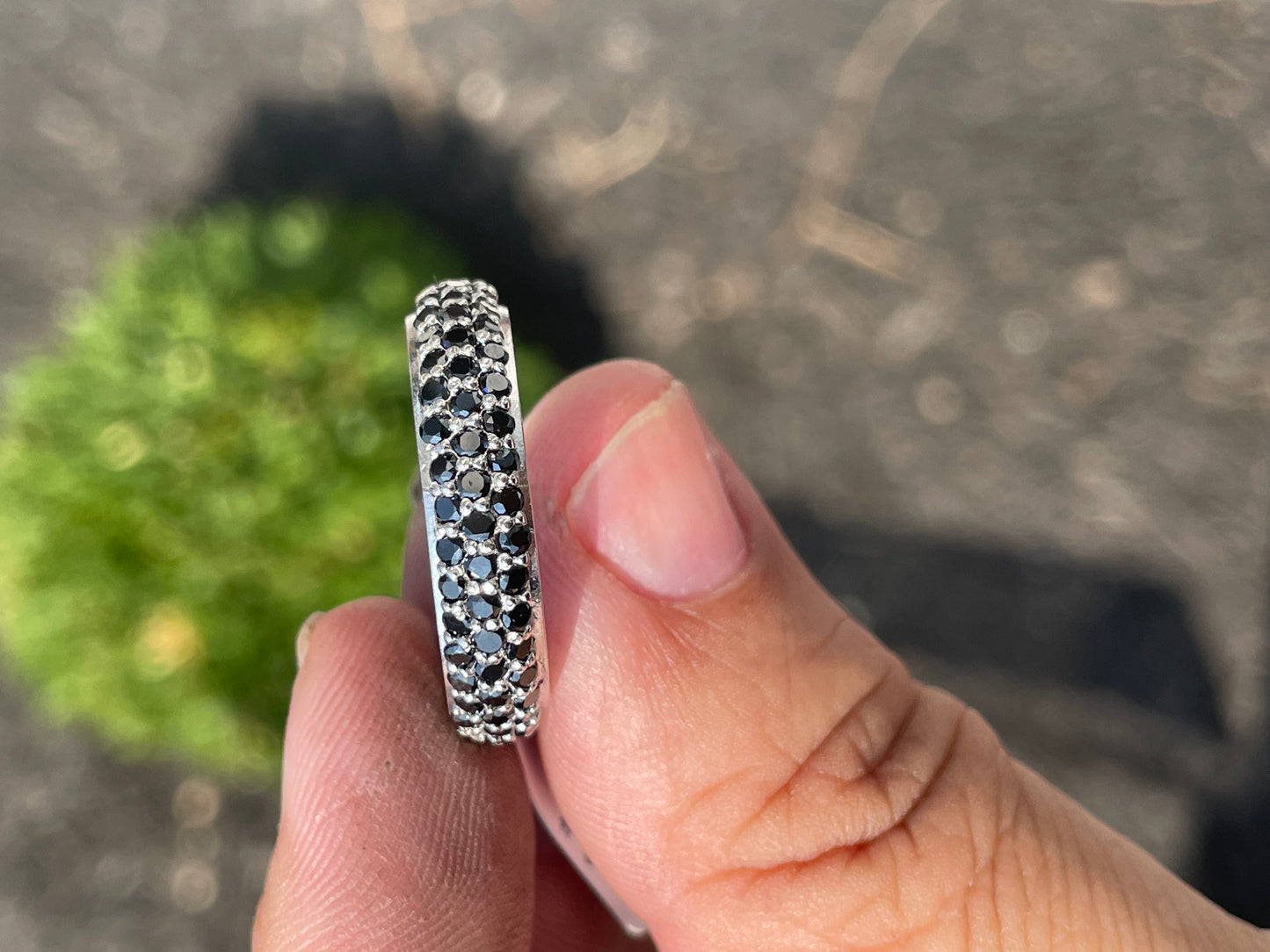 925 Sterling Silver Pave’ Black Zirconia Eternity Band Ring