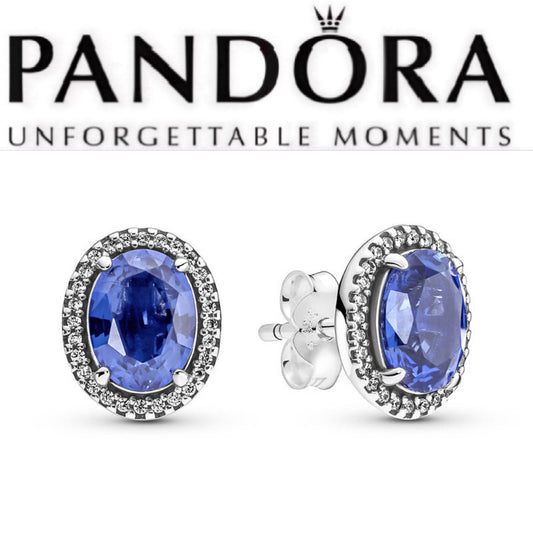 Pandora 290040C01 Sparkling Blue Crystal Statement Halo Cz Stud Earrings