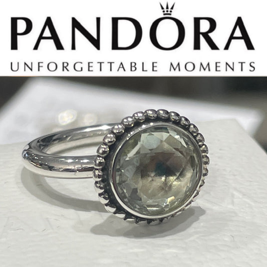 Retired Pandora Autumn Sky Ring Green Amethyst Size 6