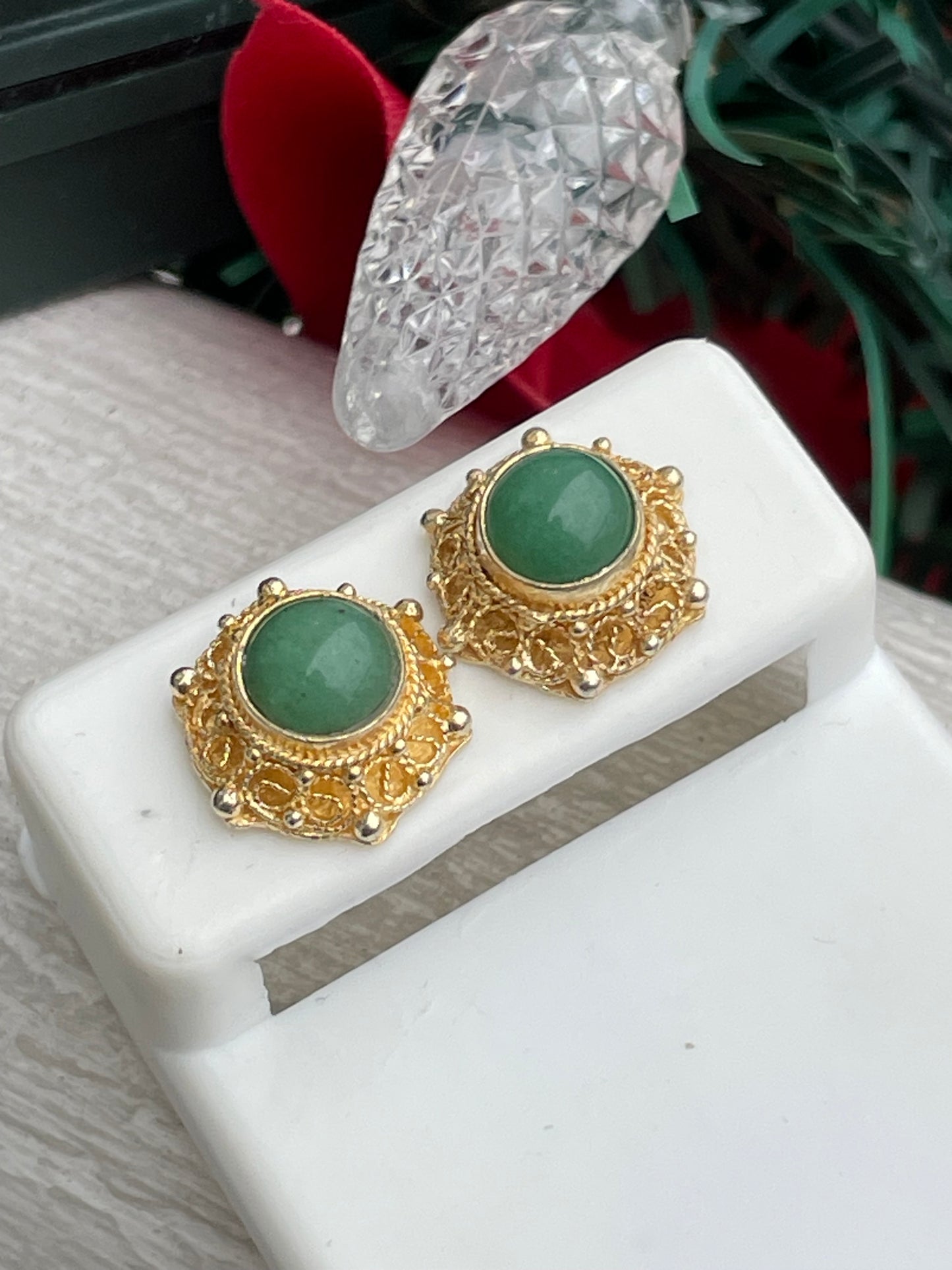 Vermeil Jade Earrings