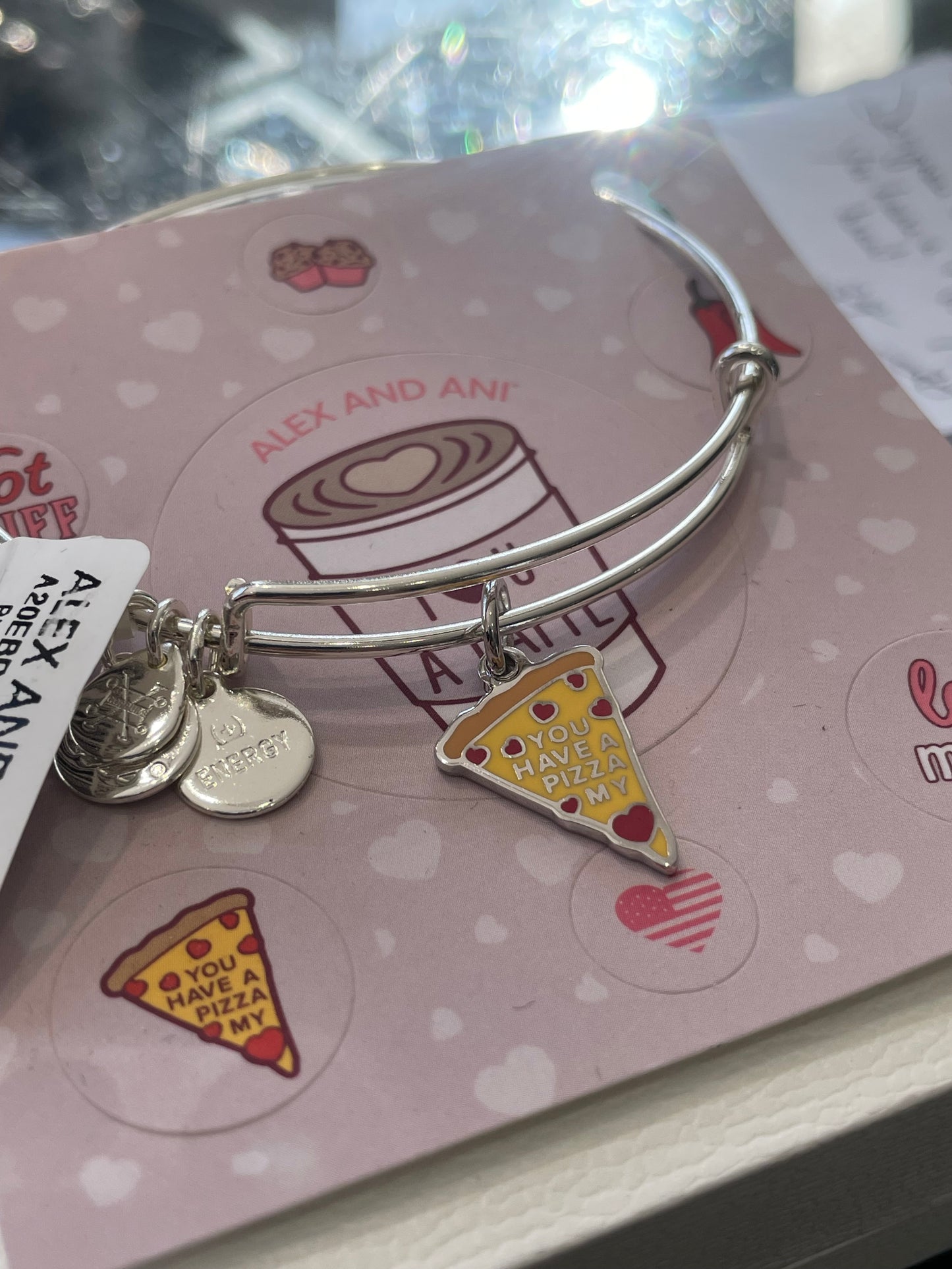 Alex & Ani You Have A Pizza My Heart Silvertone Bracelet $38 NWT