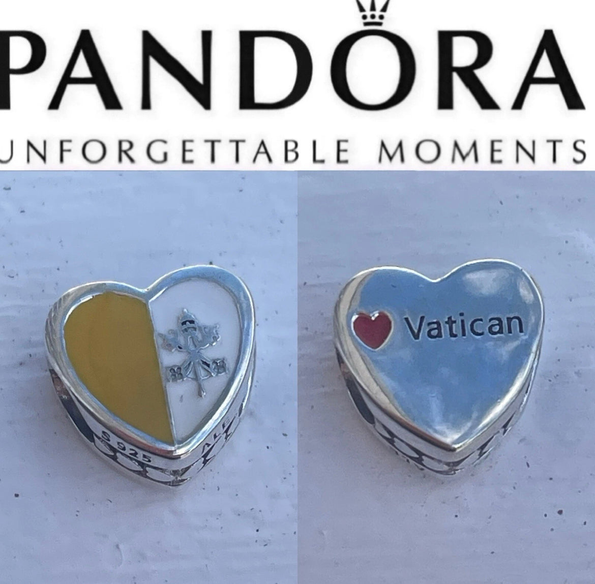 Pandora Vatican Exclusive Flag Heart Travel Charm