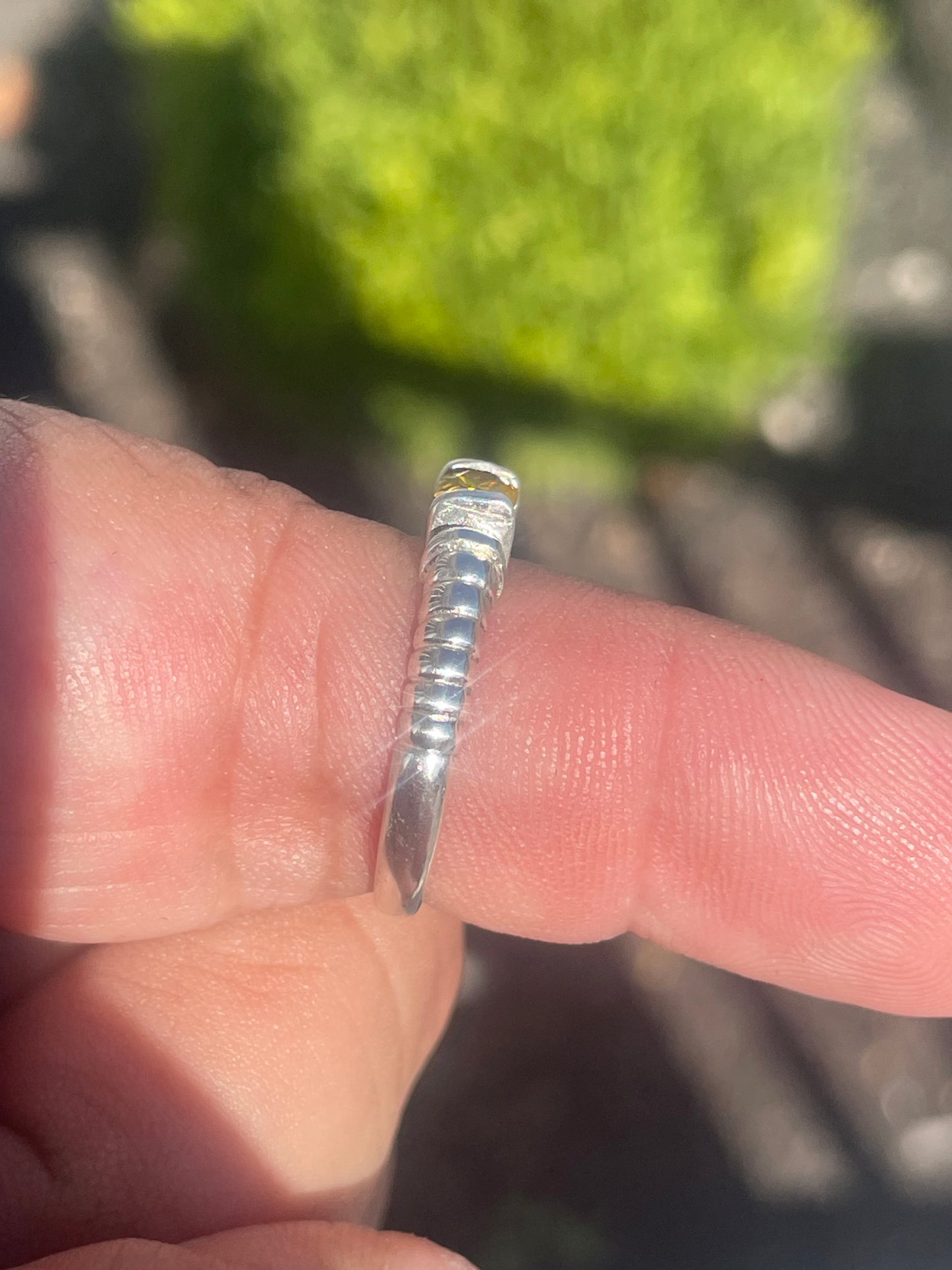 925 Sterling Silver Lab Citrine Stack Ring