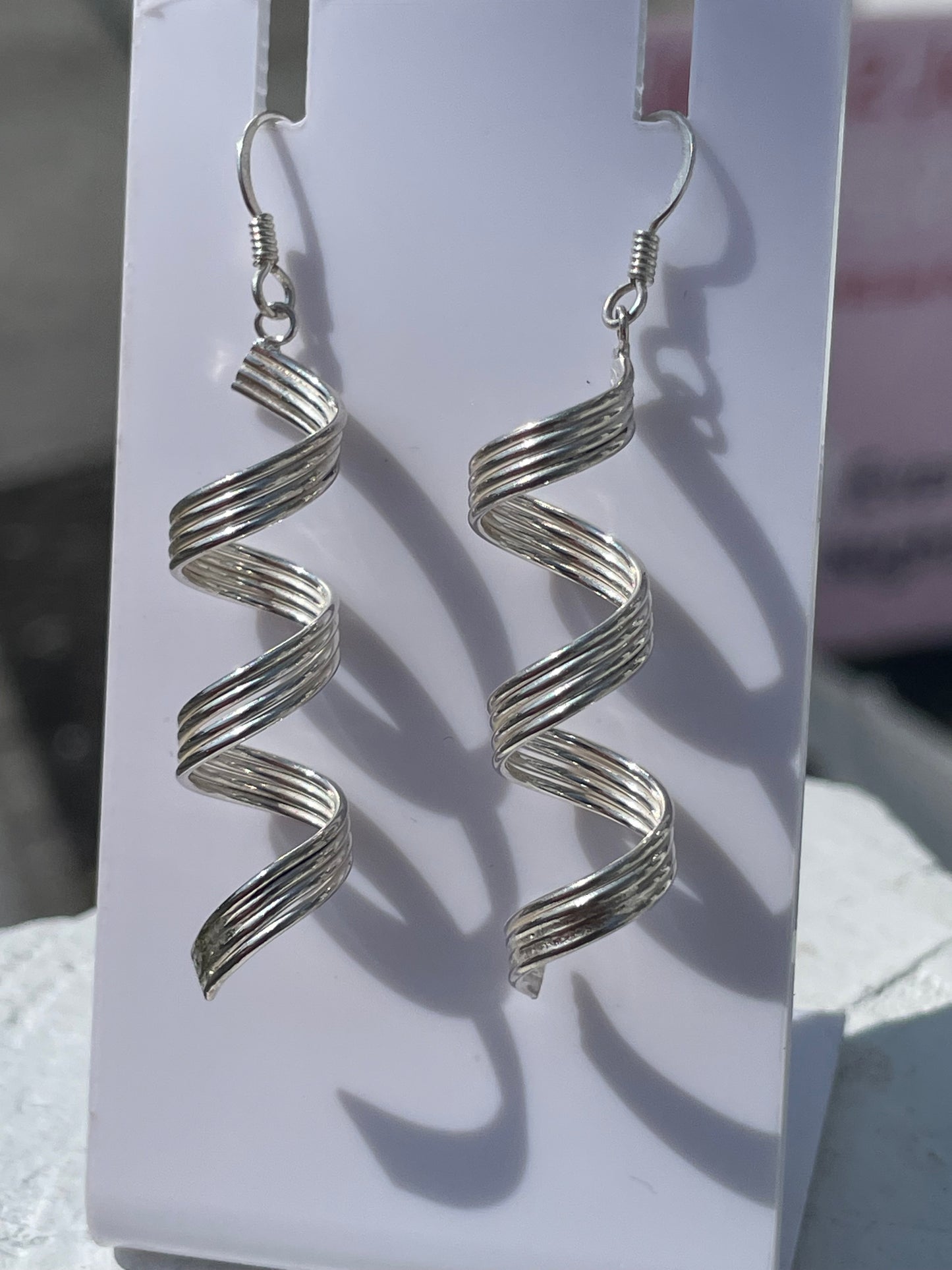 925 Sterling Silver Twist Ribbon Dangle Earrings