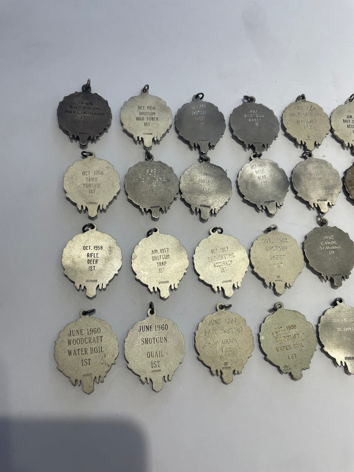 32pc Lot Campfire Club of America First Place 925 Sterling Silver Award Medals