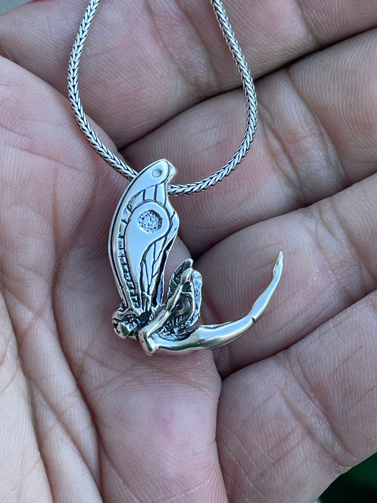 925 Sterling Silver Moth Fairy Necklace