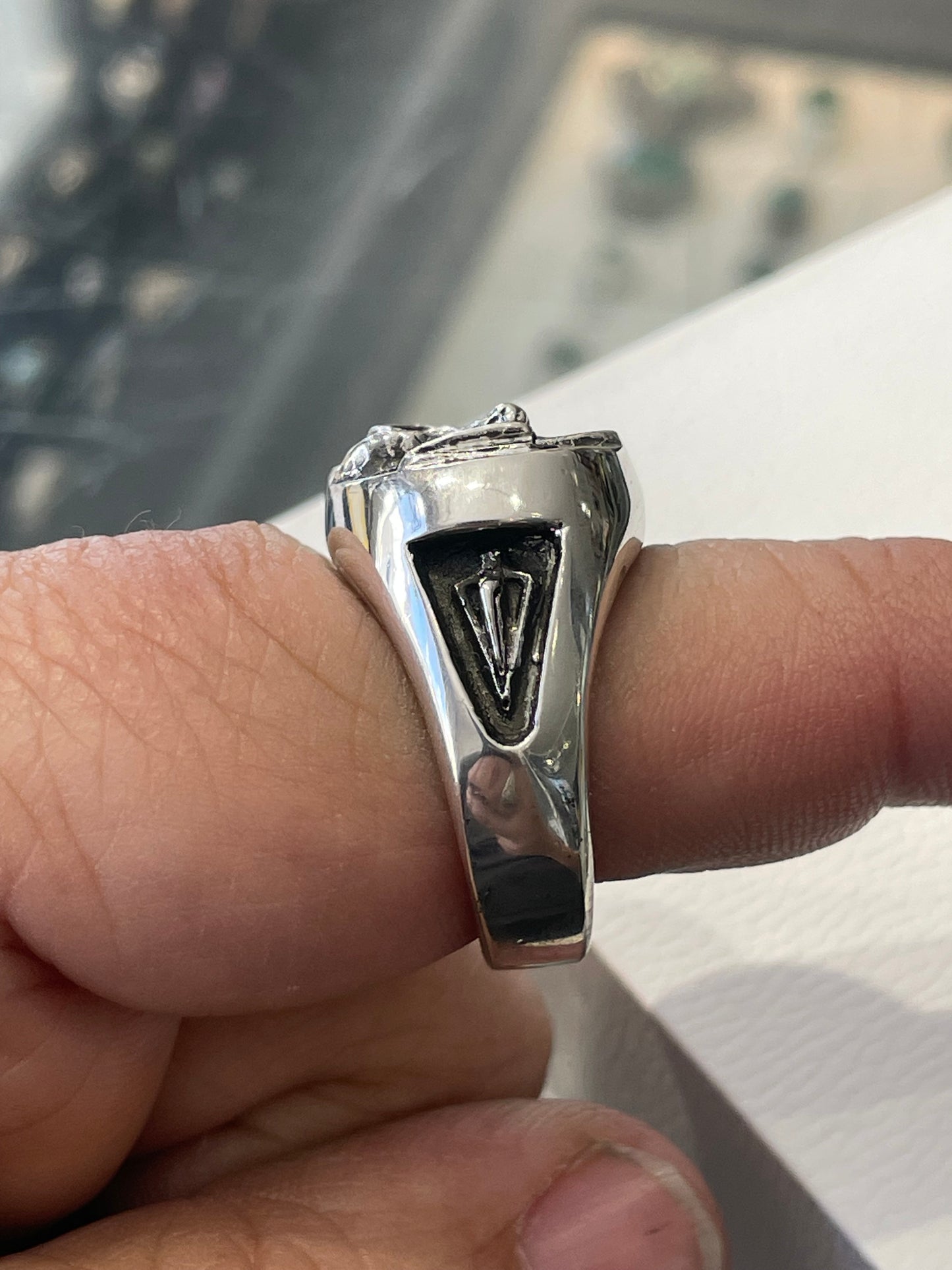 Silver Men’s Deer Stag Hunter Signet Ring 925 Sterling Size 10