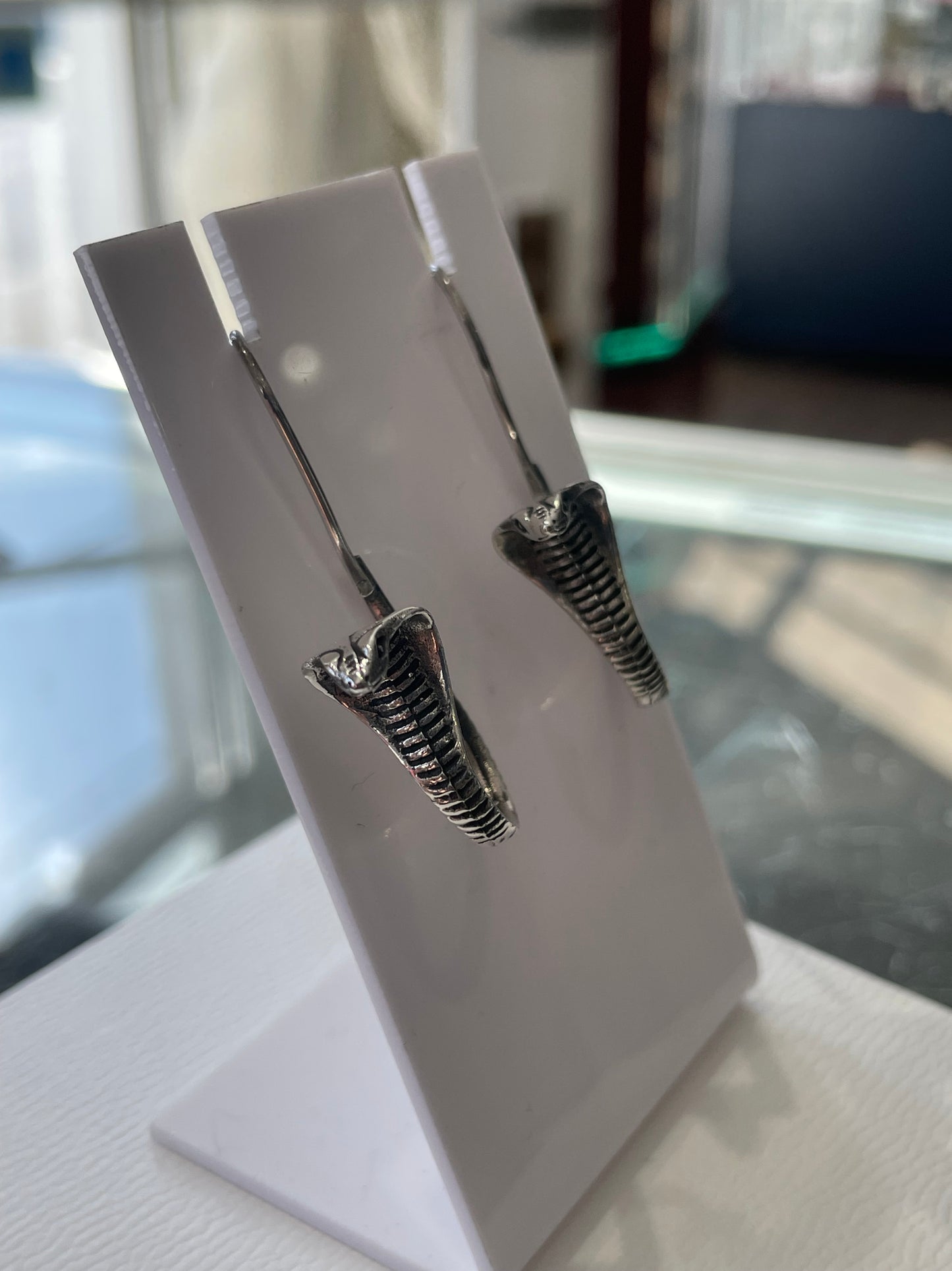 925 Sterling Silver Striking Cobra Earrings
