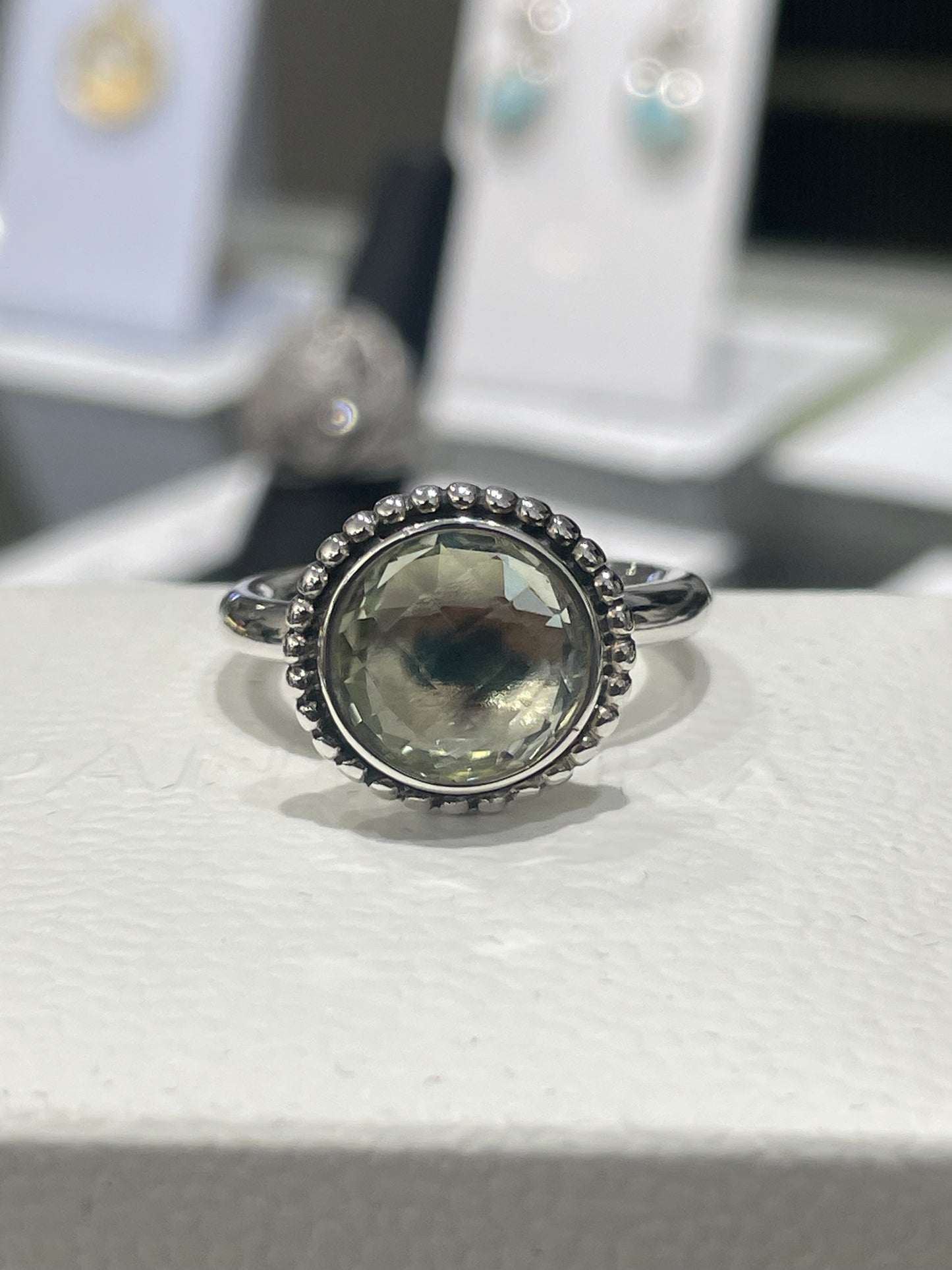 Retired Pandora Autumn Sky Ring Green Amethyst Size 6