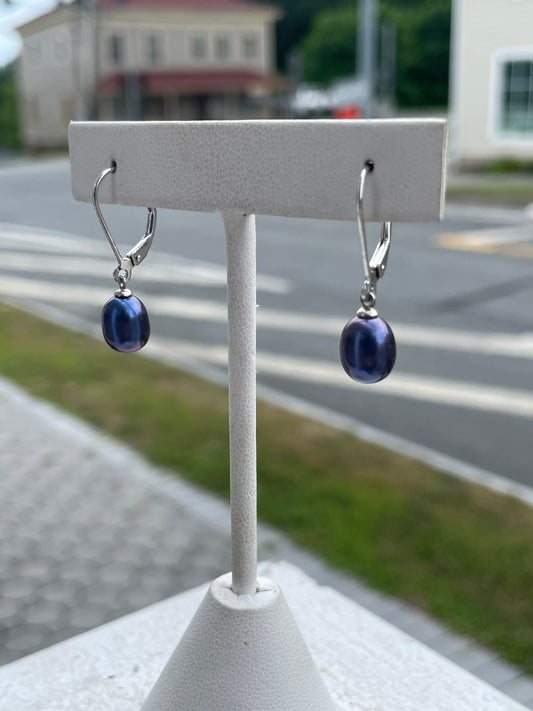 925 Sterling Silver Peacock Pearl Dangle Earrings