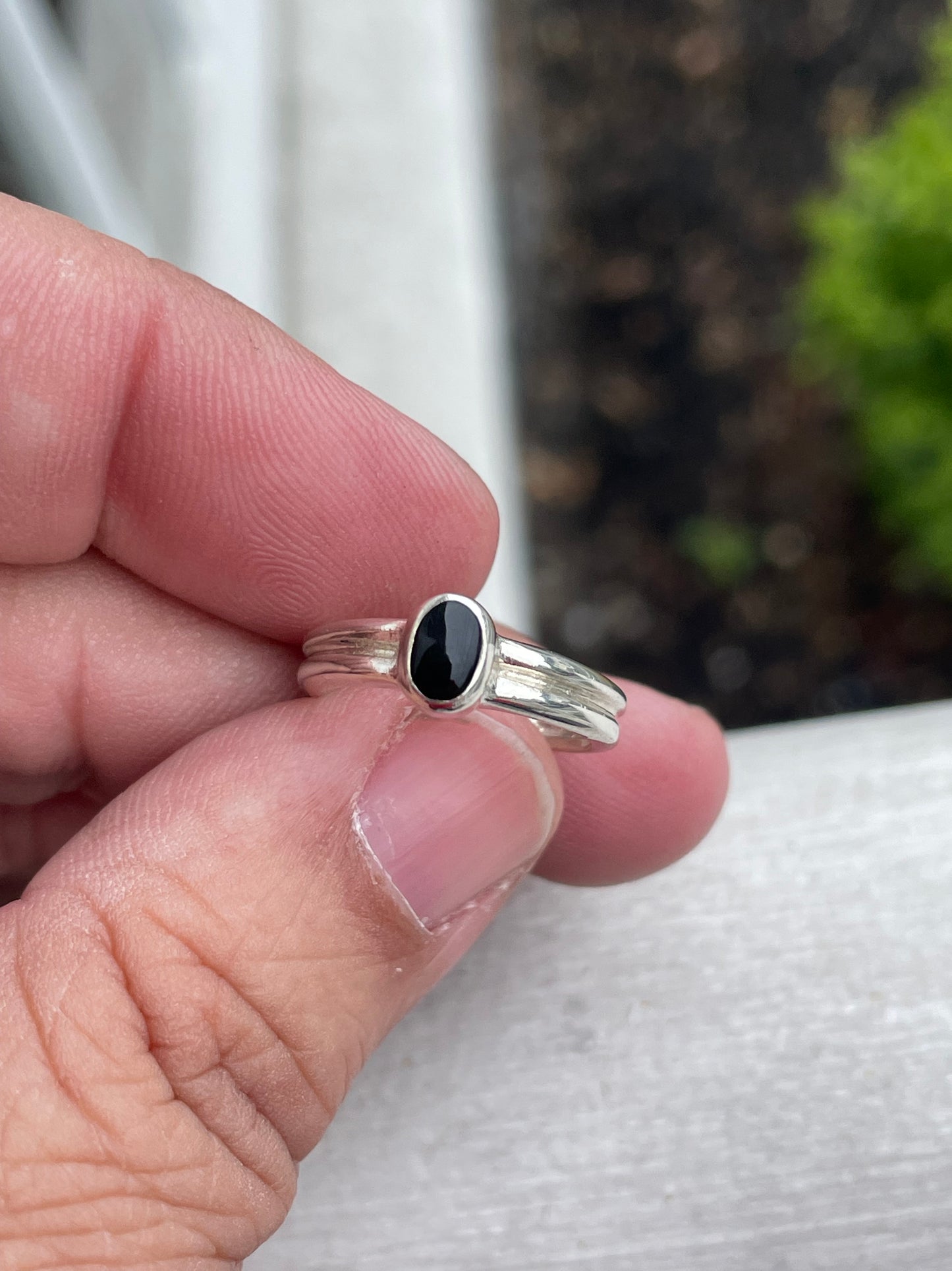925 Sterling Silver Open Size Black Onyx Toe Ring