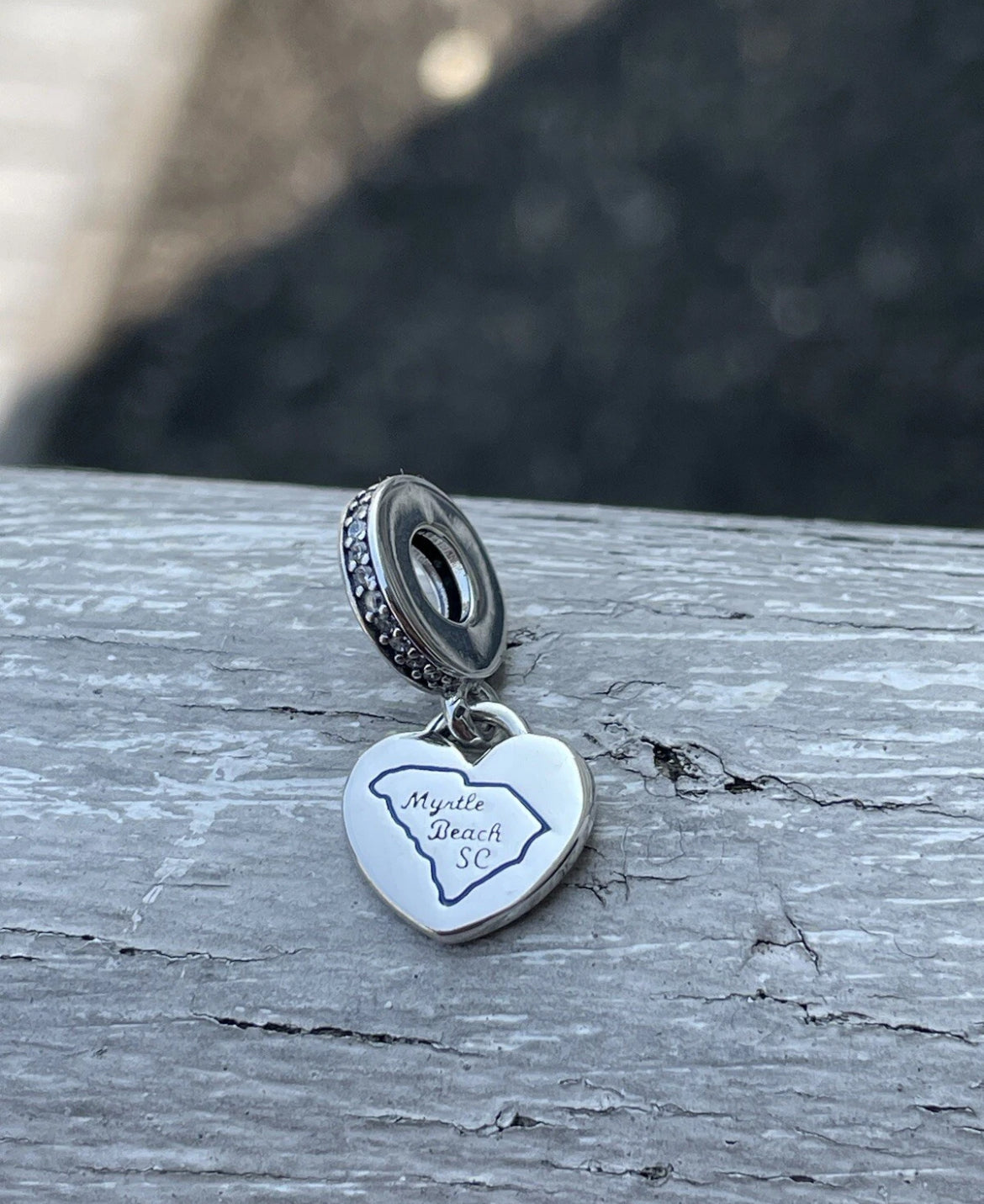 Pandora Myrtle Beach South Carolina State Exclusive Destination Travel Dangle Heart Charm