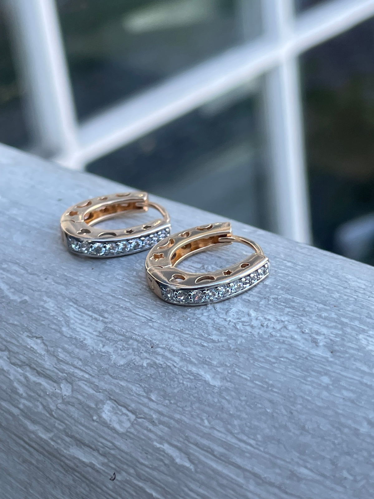 316L Gold Plated Clear Zirconia Huggie Hoop Earrings