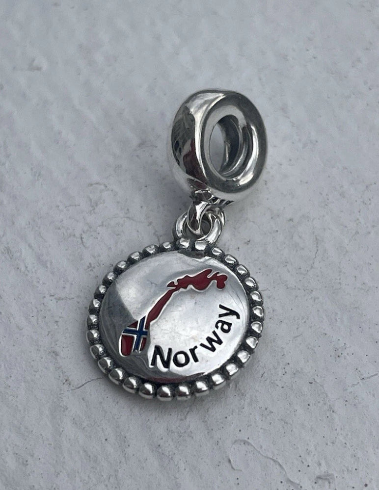 Pandora Norway Country Map Flag Exclusive Travel Dangle Charm