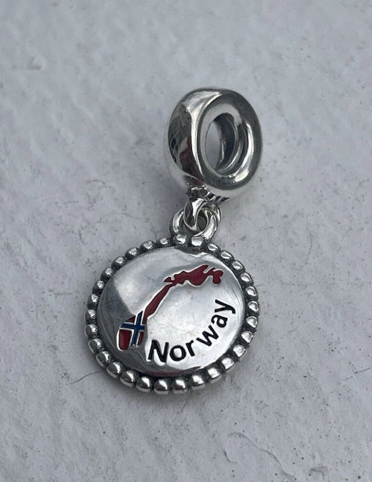 Pandora Norway Country Map Flag Exclusive Travel Dangle Charm