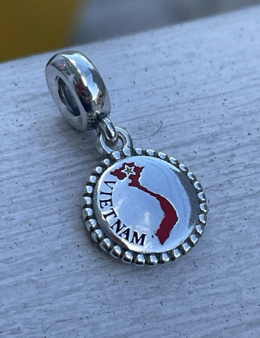 Pandora Vietnam Country Map Flag Exclusive Travel Dangle Charm