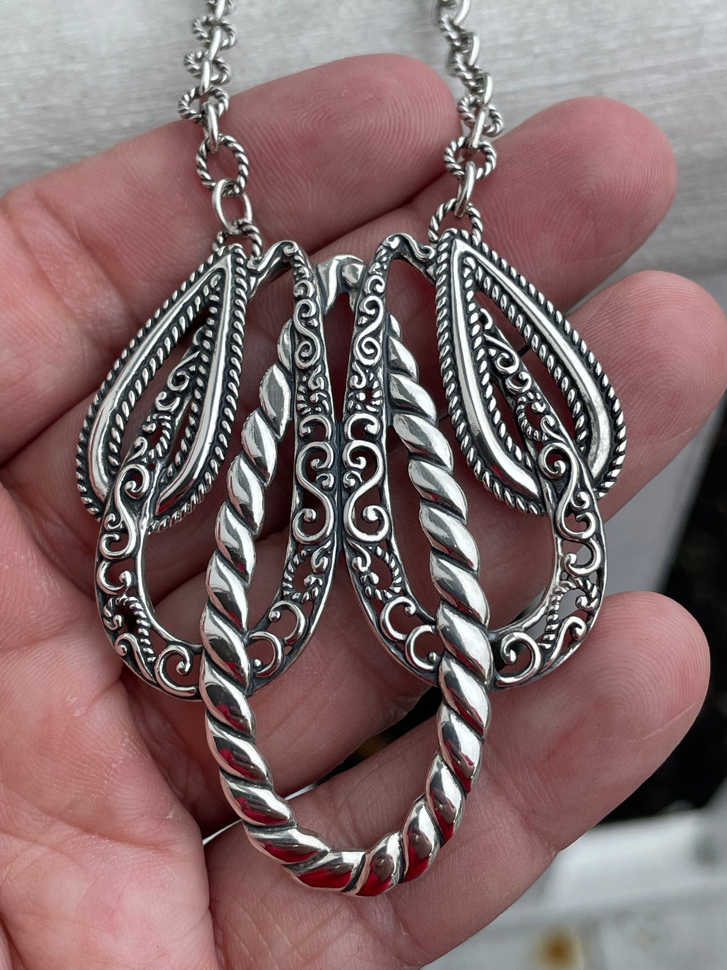 Designer Carolyn Pollack Relios Lasting Connections 925 Sterling Silver Statement Necklace 16”