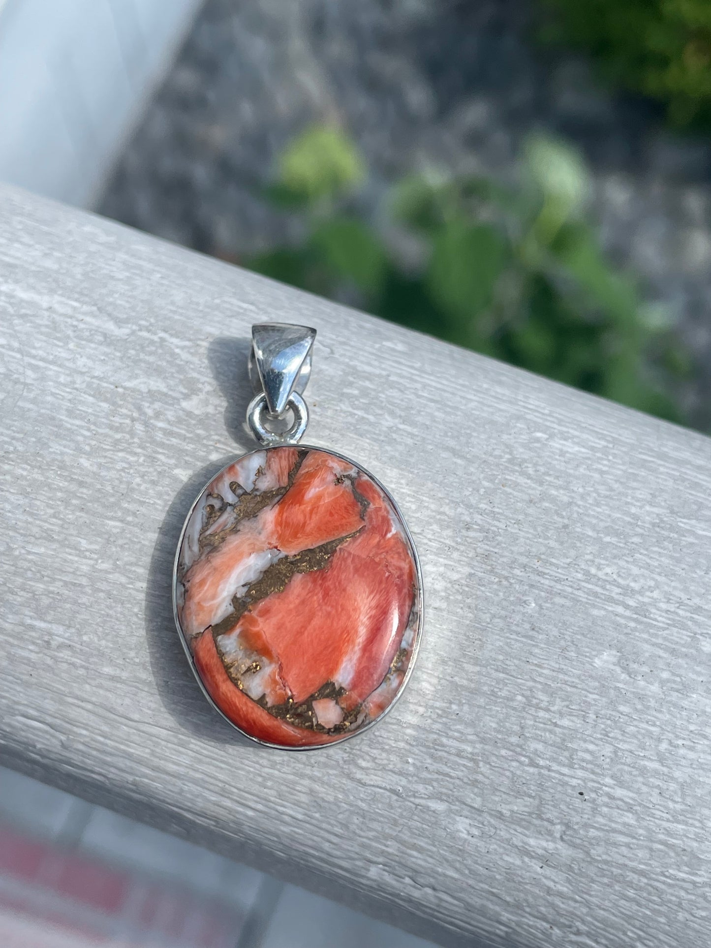 925 Sterling Silver Large Magliano Jasper Stone Pendant