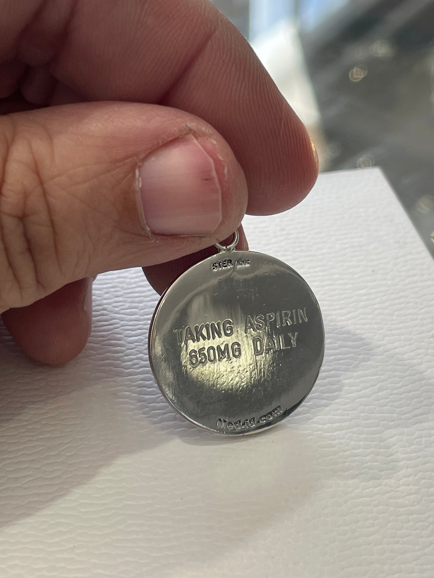 925 Sterling Silver & 10k Gold Medic Alert Disc Pendant