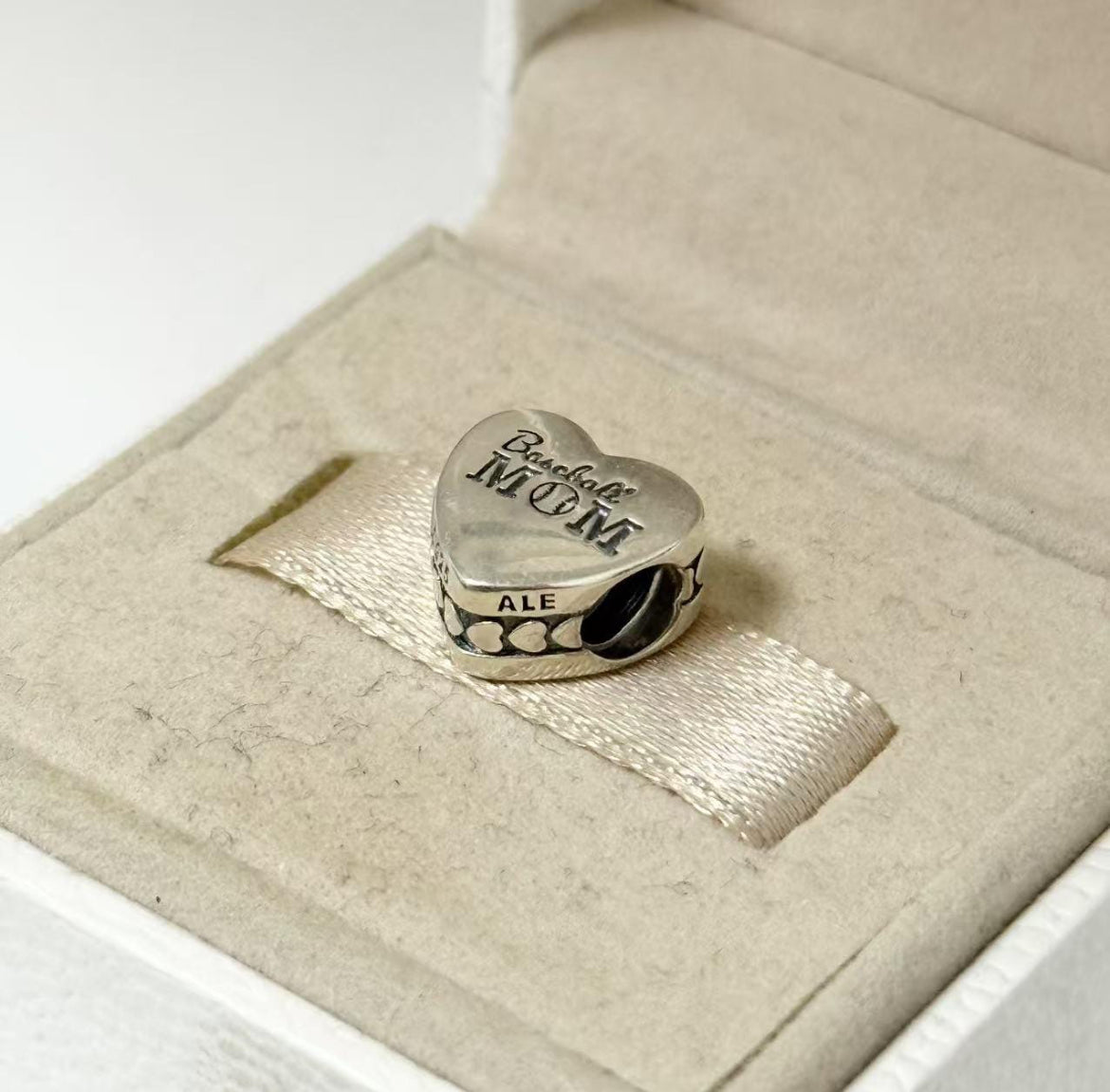 Pandora Baseball Mom Heart Charm