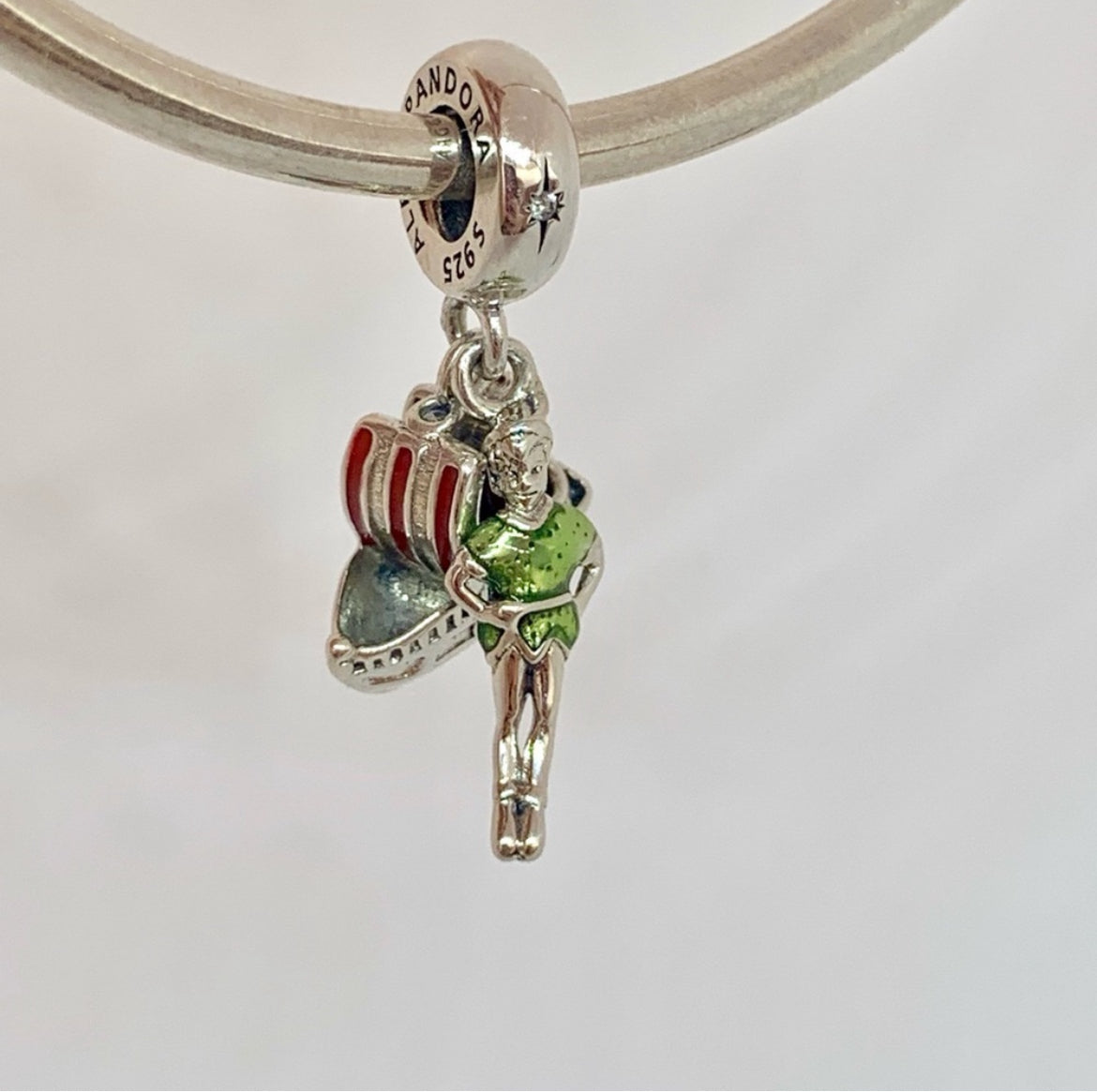Pandora x Disney Parks Exclusive Peter Pan Jolly Roger Retired Dual Dangle Charm