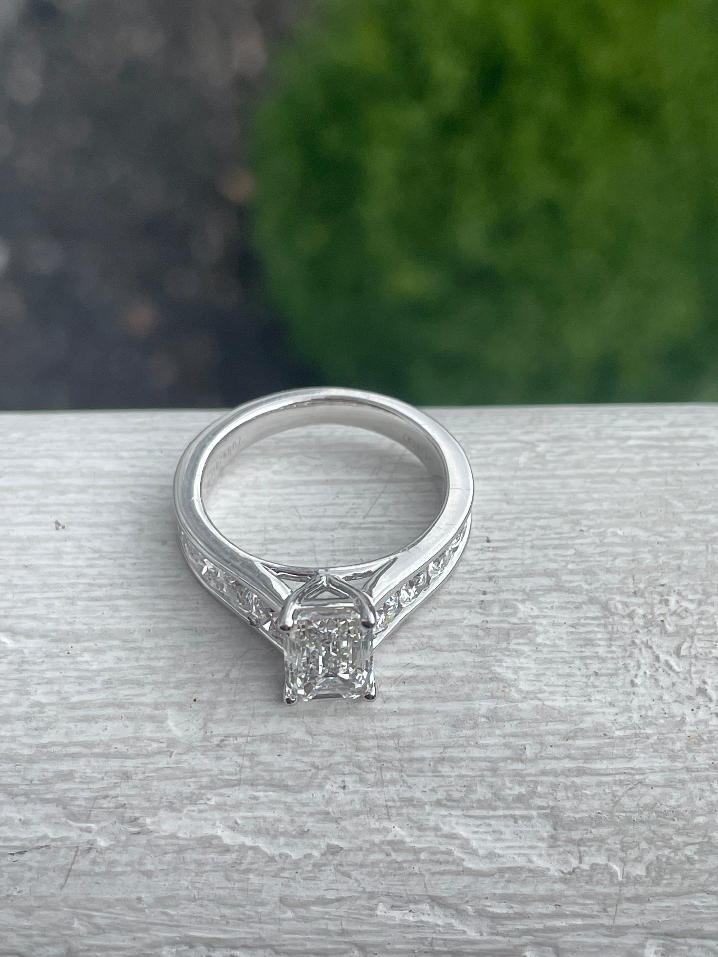14k White Gold Emerald Cut Diamond Engagement Ring Size 7